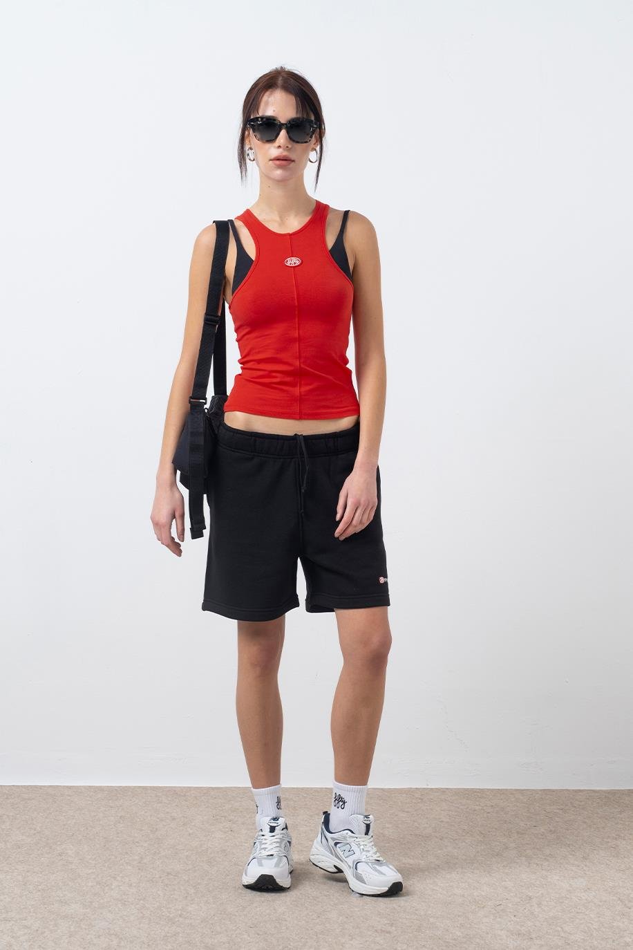 Kadın Kırmızı Halter Yaka Atlet