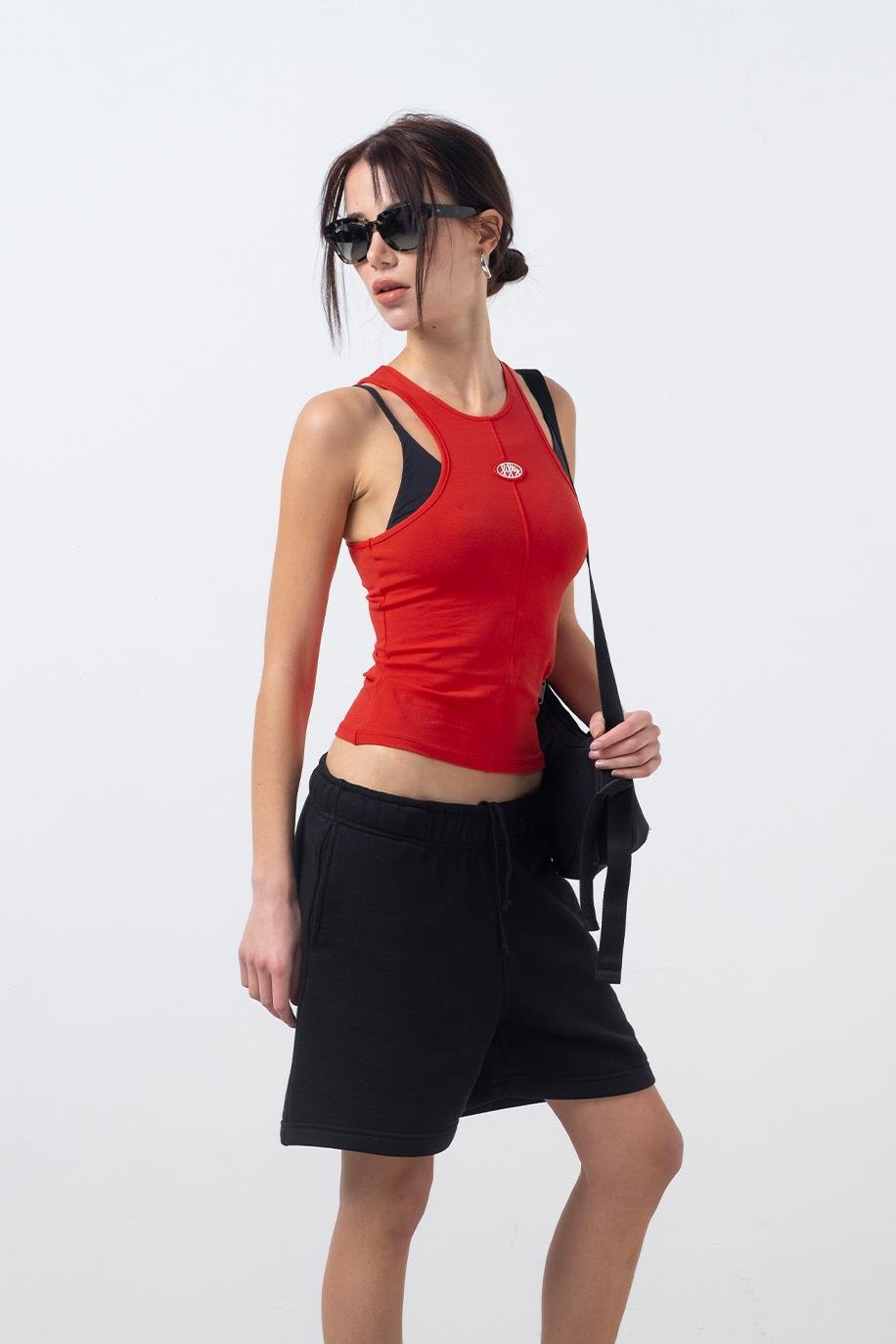 Kadın Kırmızı Halter Yaka Atlet