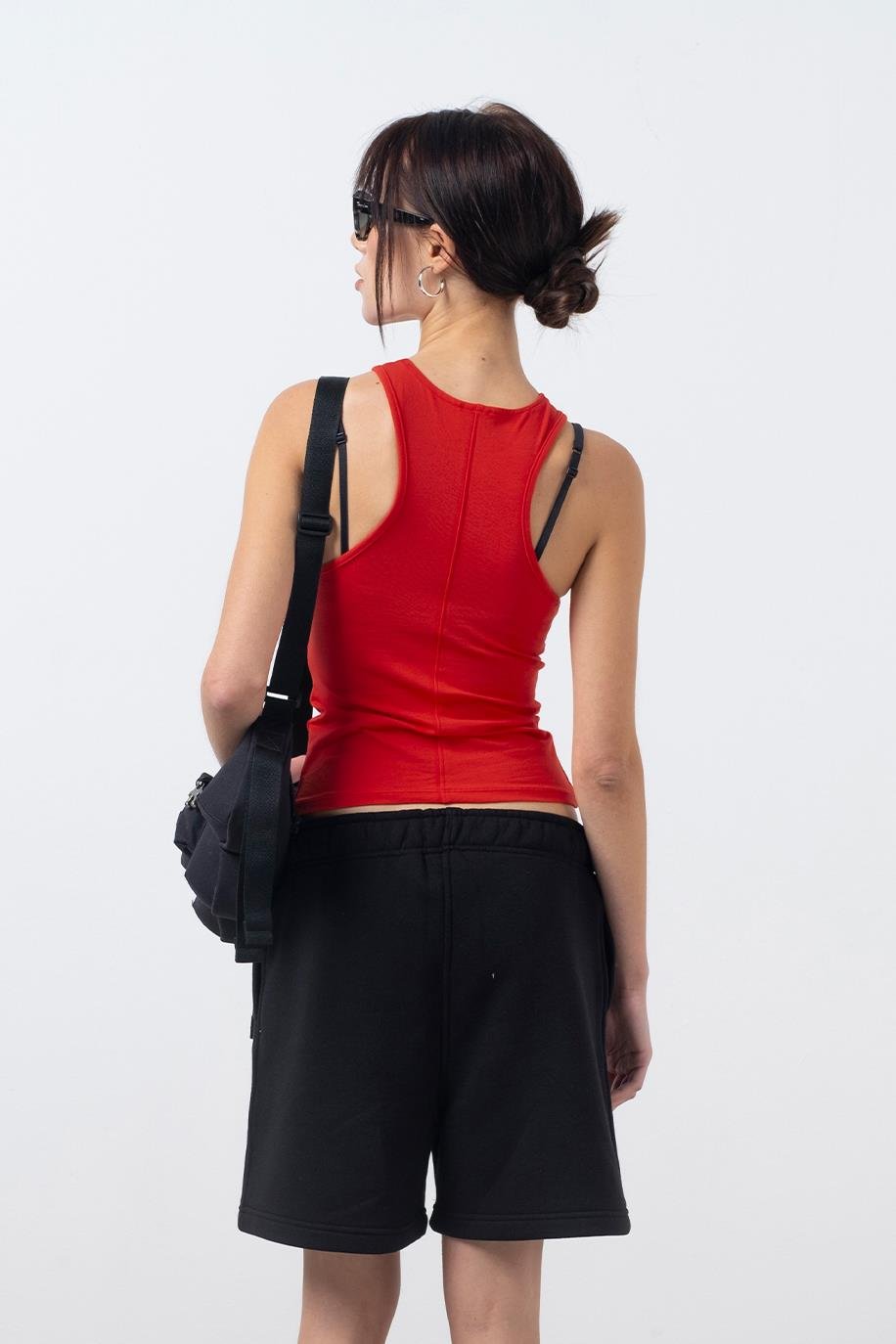 Kadın Kırmızı Halter Yaka Atlet