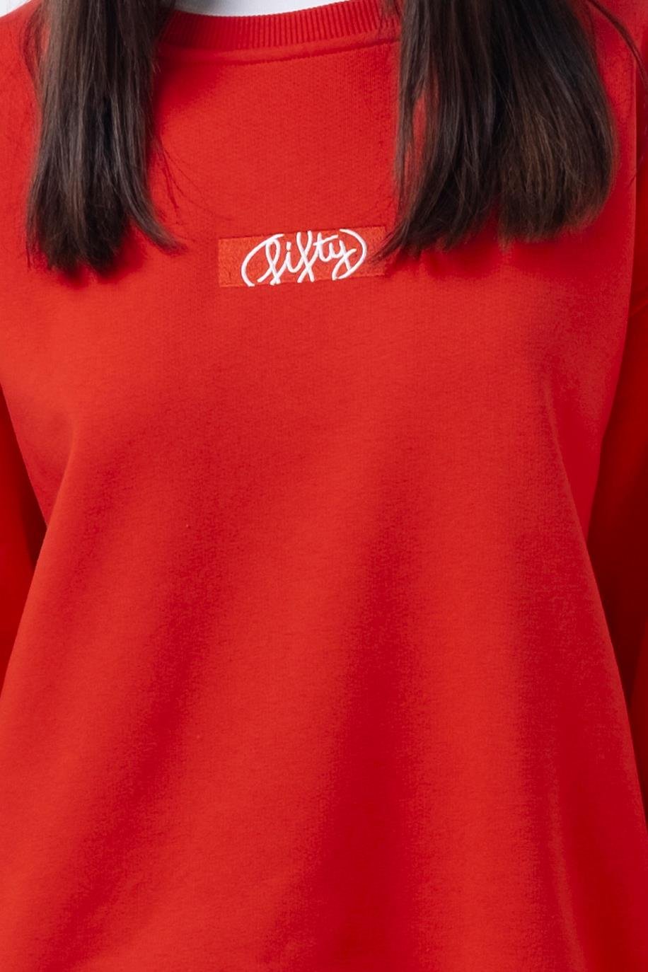 Kadın Kırmızı Oversize Sırt Baskılı Sweatshirt