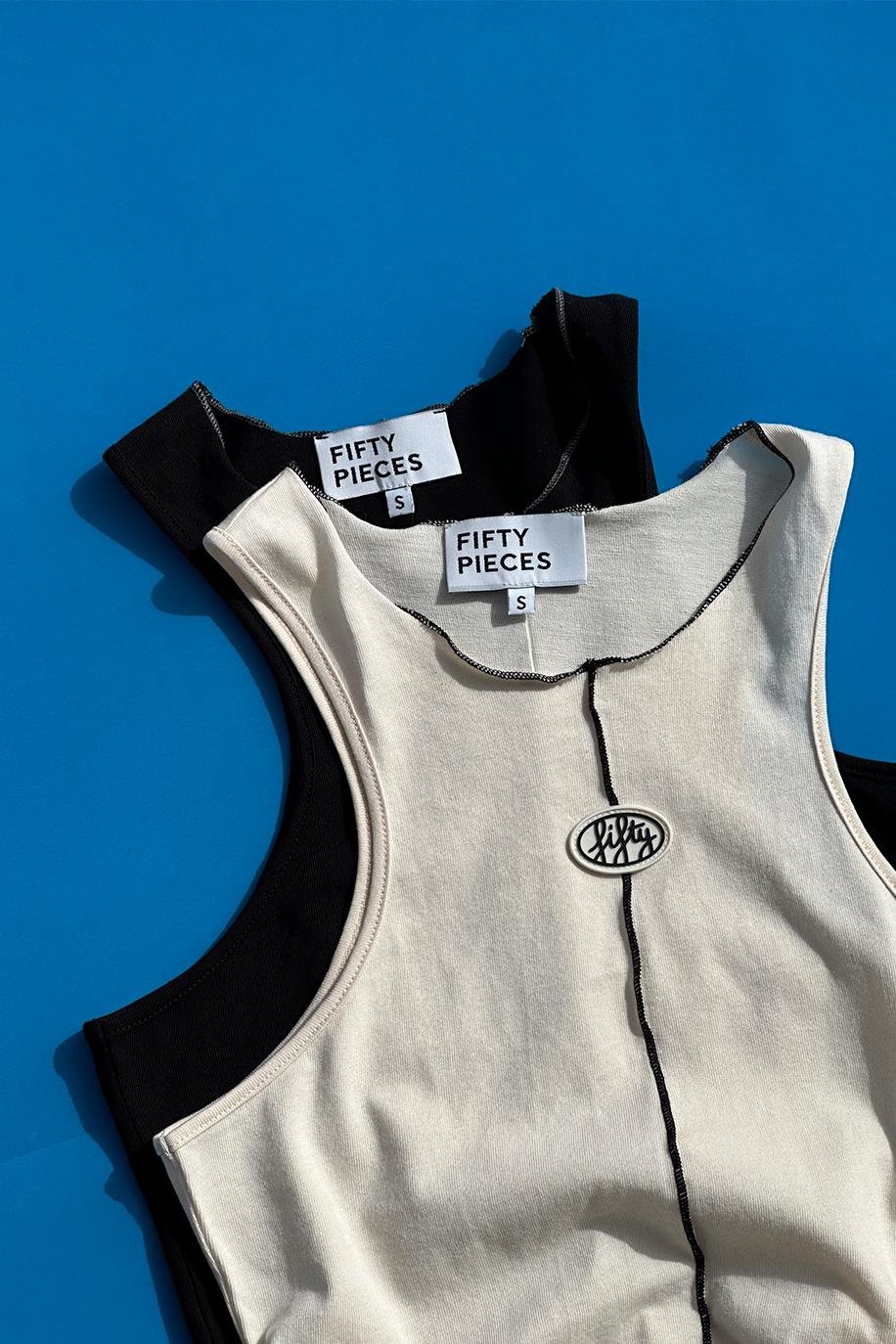 Kadın Kum Core Kontrast Dikişli Halter Yaka Atlet