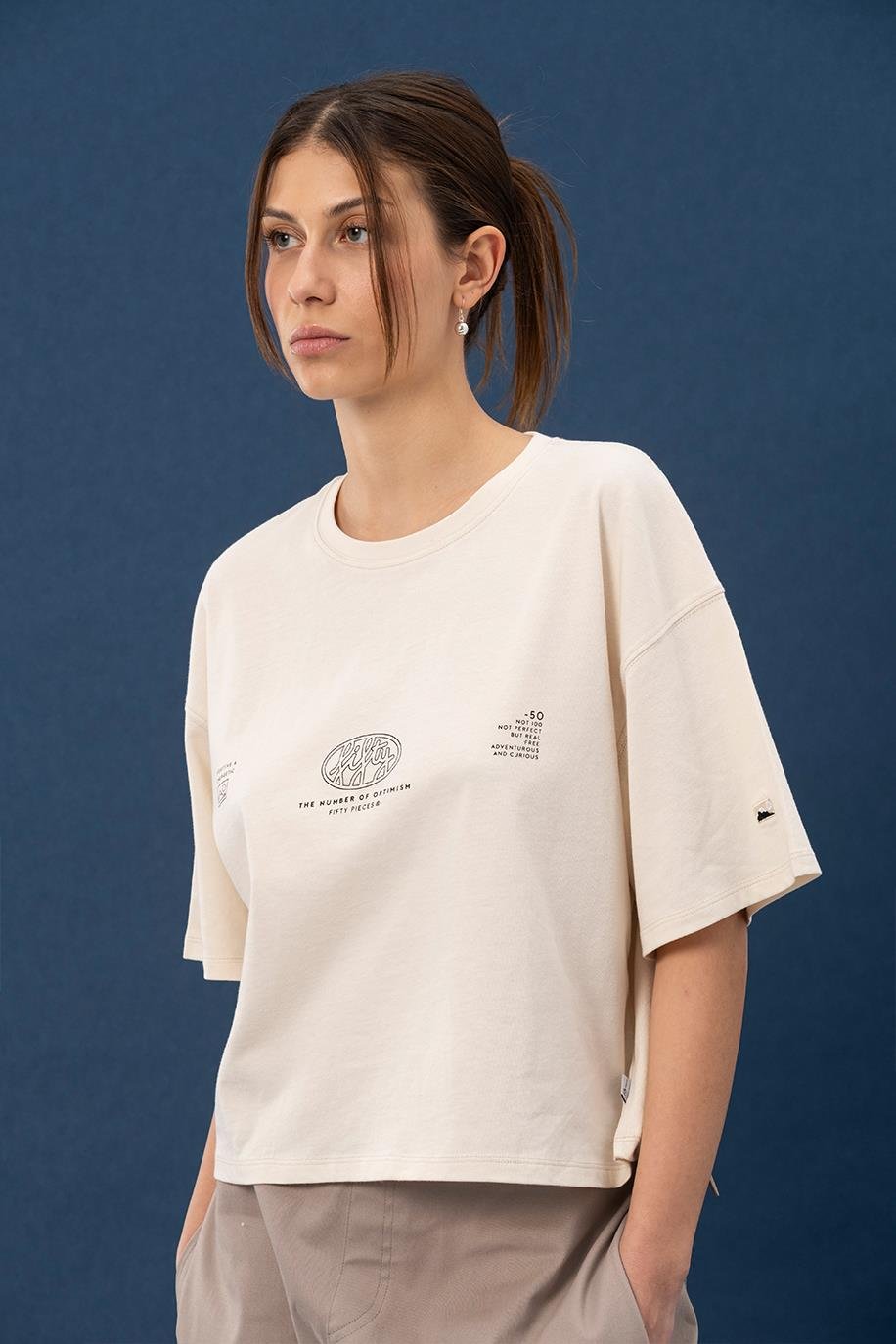 Womens Off White Core Oversized Mid-Length T-Shirt