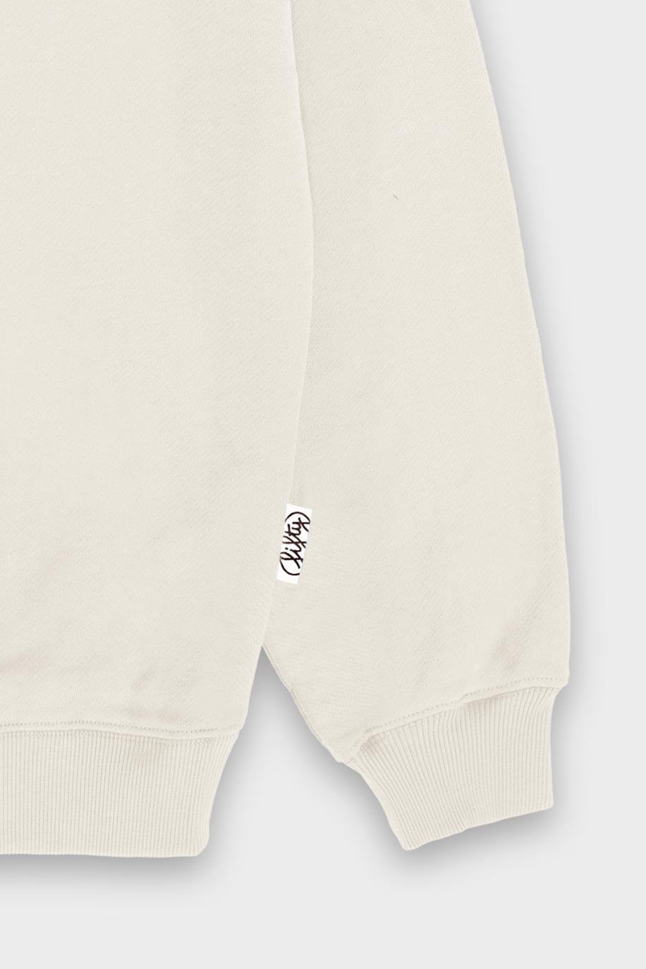 Kadın Kum Oversize Sırt Baskılı Hoodie