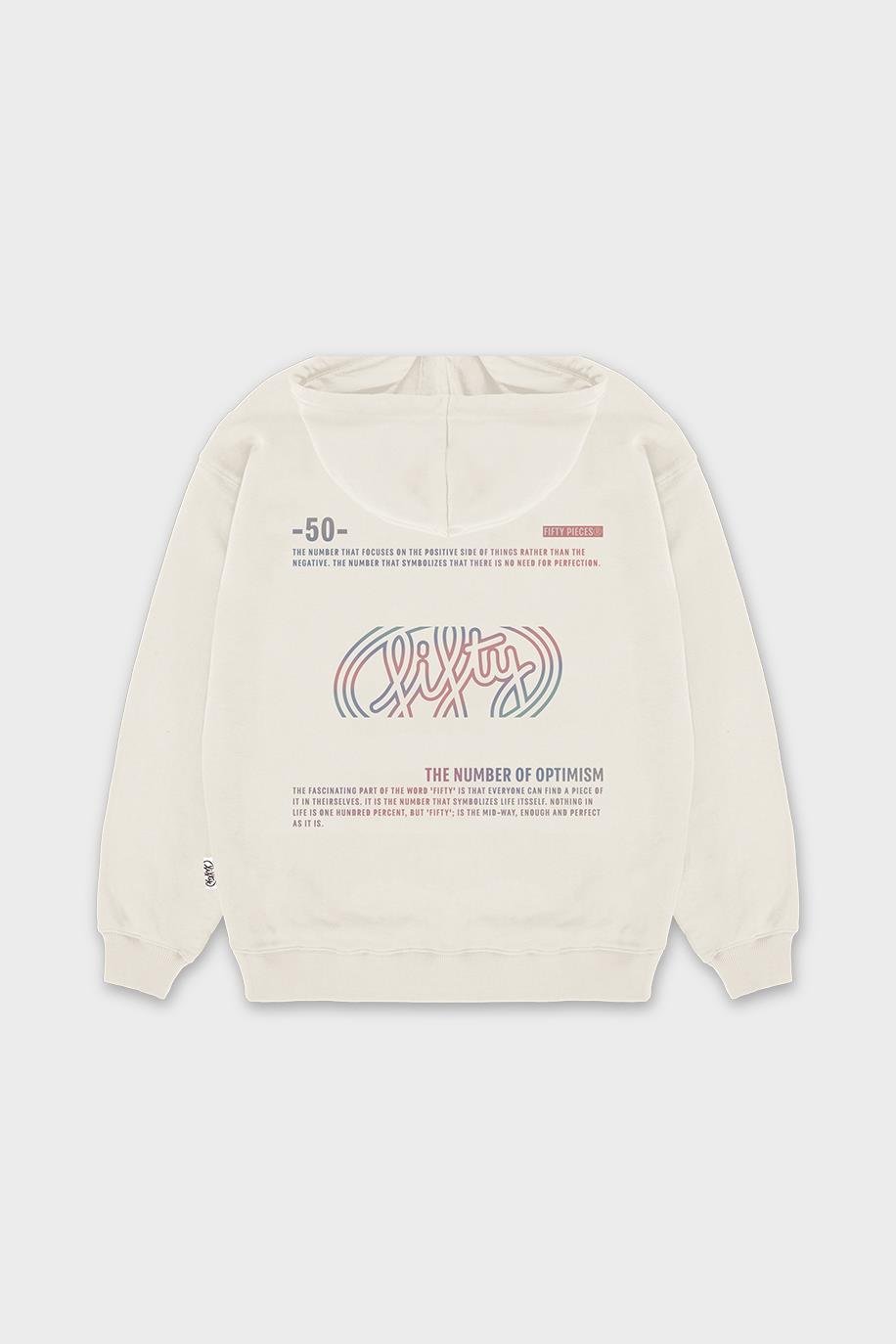 Kadın Kum Oversize Sırt Baskılı Hoodie