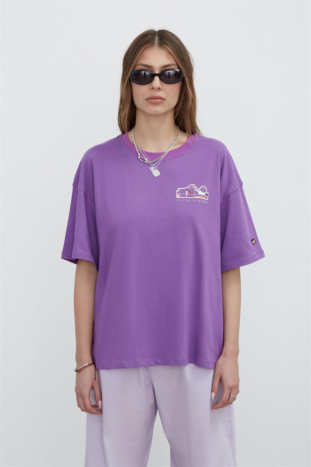 KADIN SIRT BASKILI OVERSIZE T-SHIRT