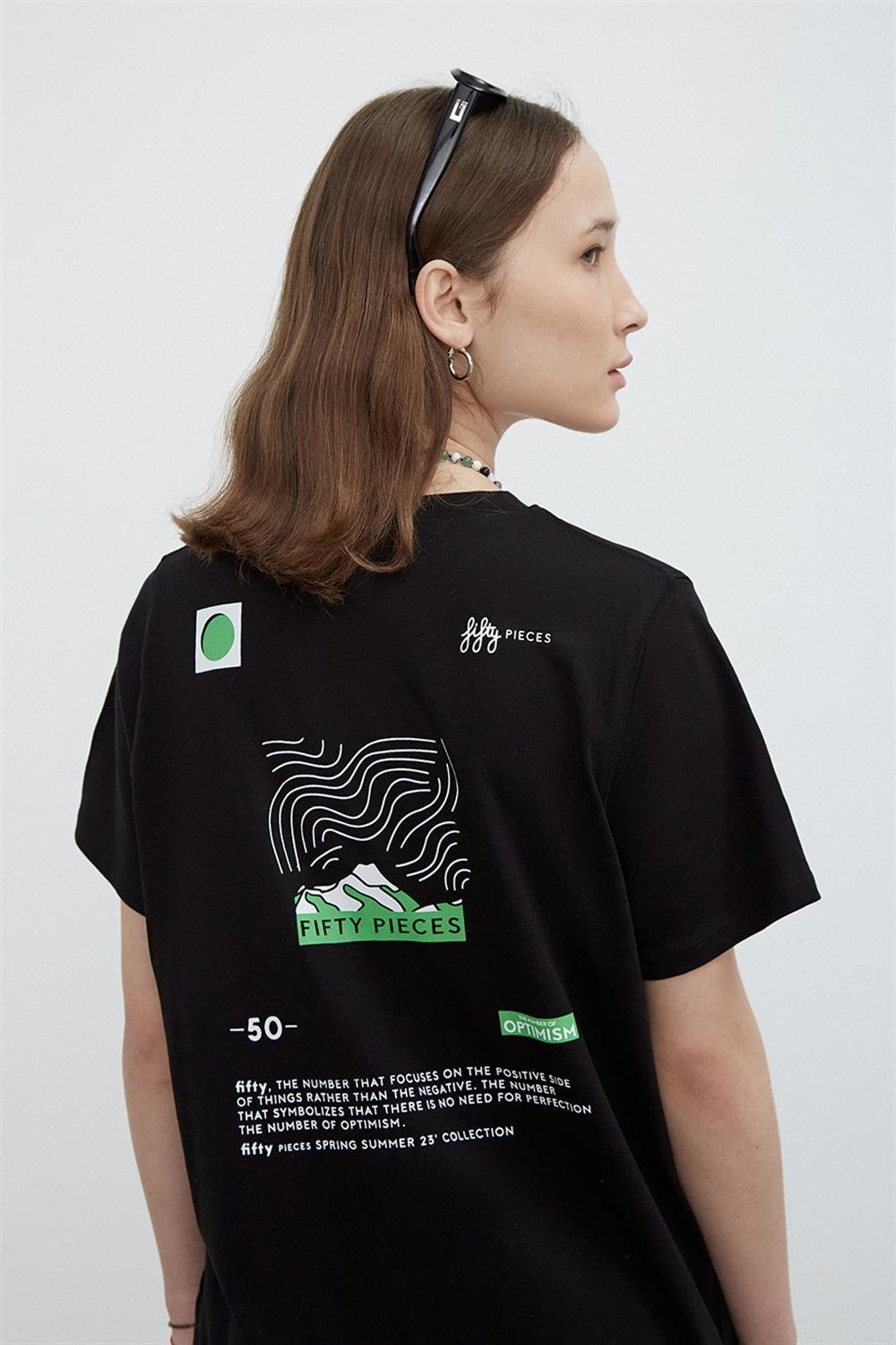 KADIN SIRT BASKILI LOOSE FIT T-SHIRT