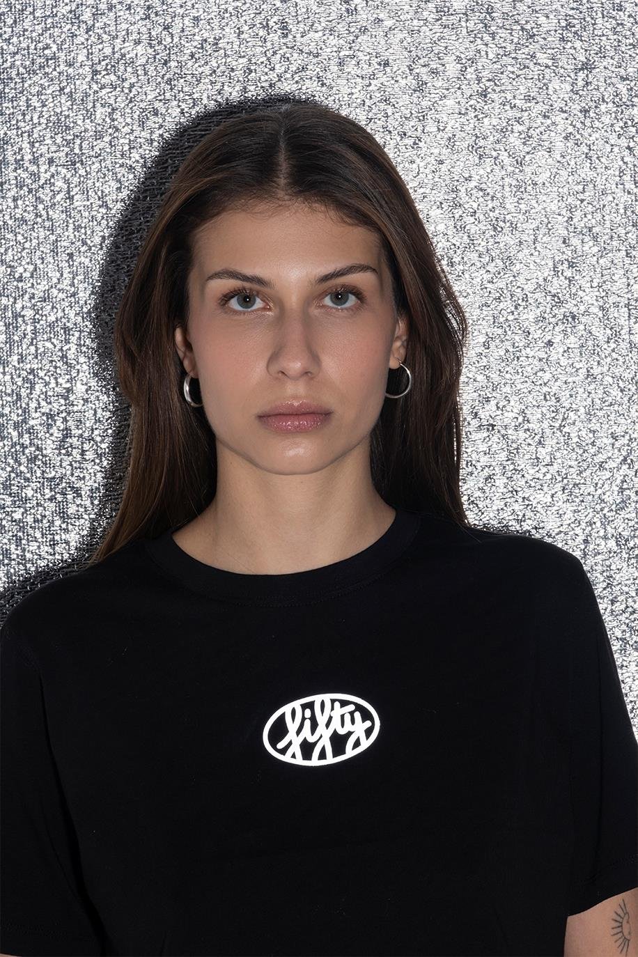 Kadın Siyah Core Oversize Mid-Length T-Shirt