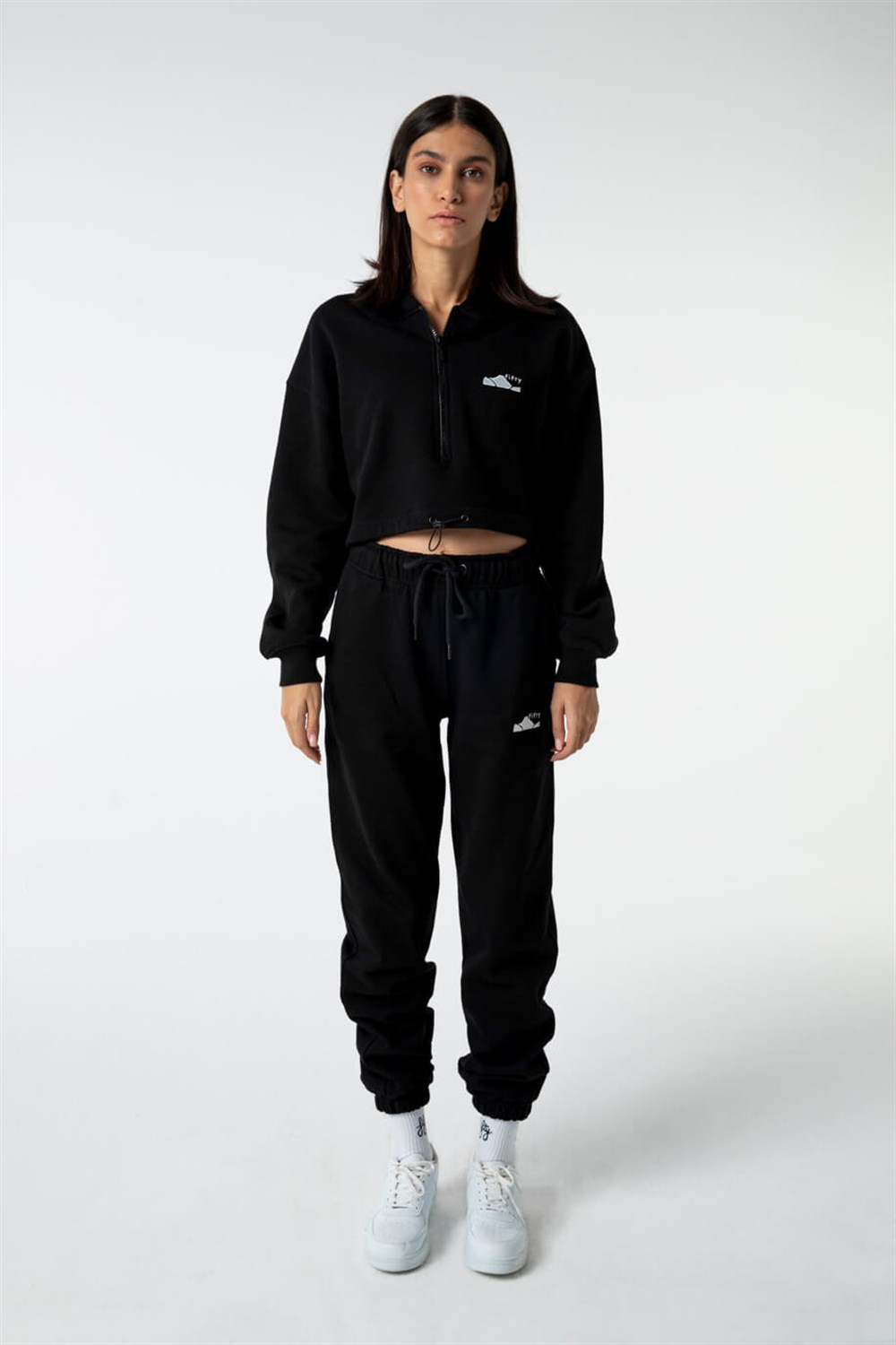 KADIN FERMUARLI CROP HOODIE