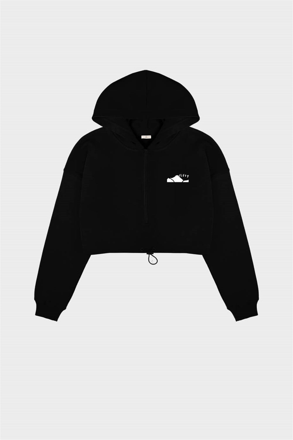 KADIN FERMUARLI CROP HOODIE