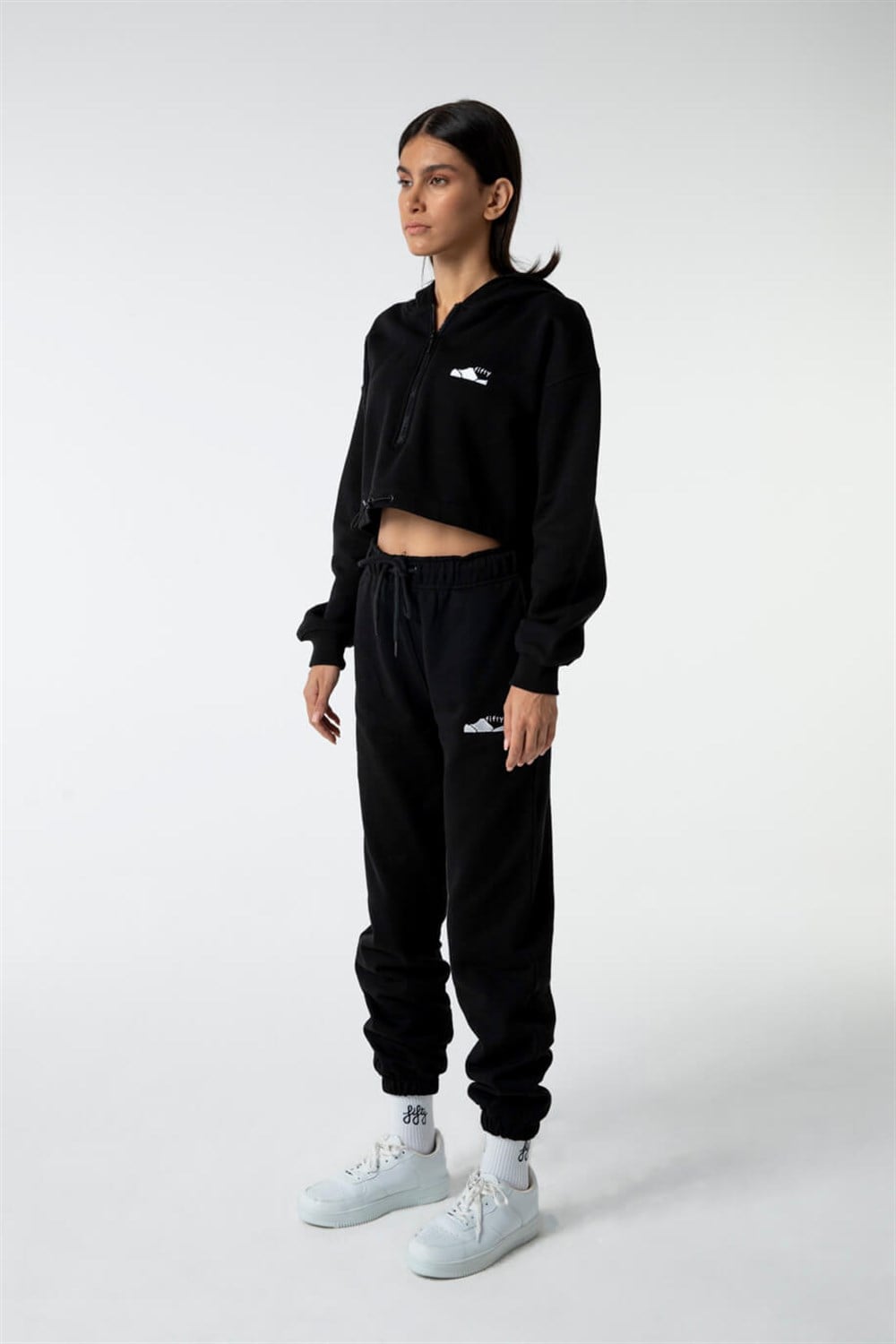 KADIN FERMUARLI CROP HOODIE