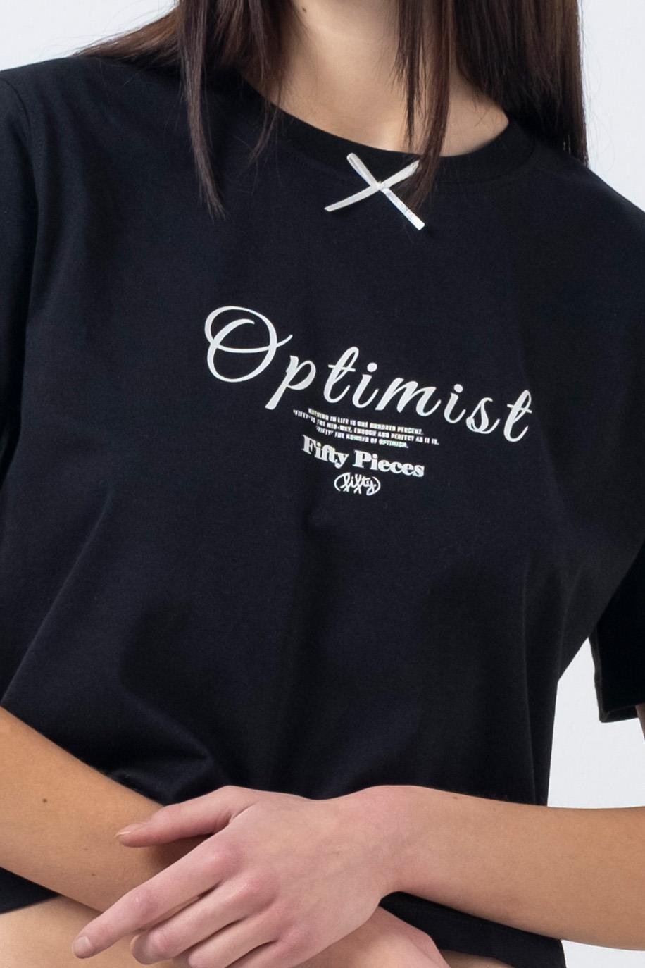 Kadın Siyah Fiyonk Detaylı T-Shirt