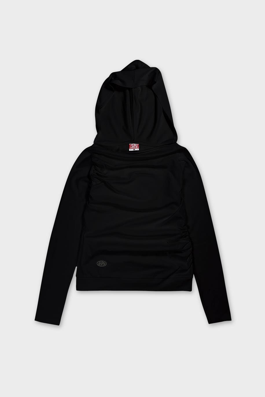 Kadın Siyah Kapüşonlu Uzun Kollu Bluz