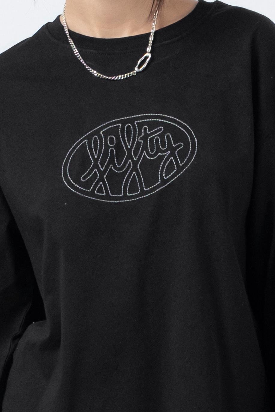 Kadın Siyah Uzun Kollu Oversize T-Shirt