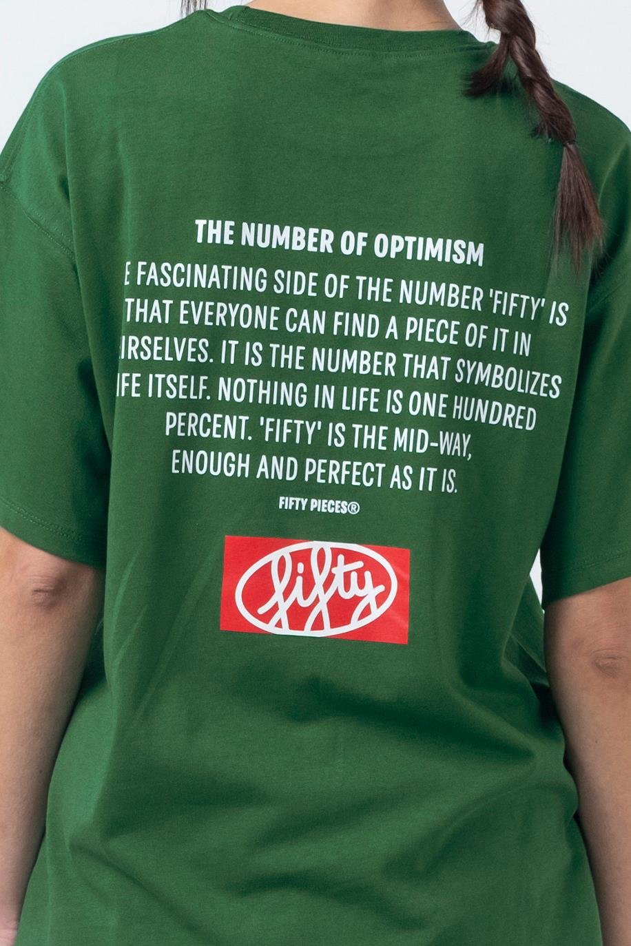 Kadın Yeşil Oversize Sırt Baskılı T-Shirt