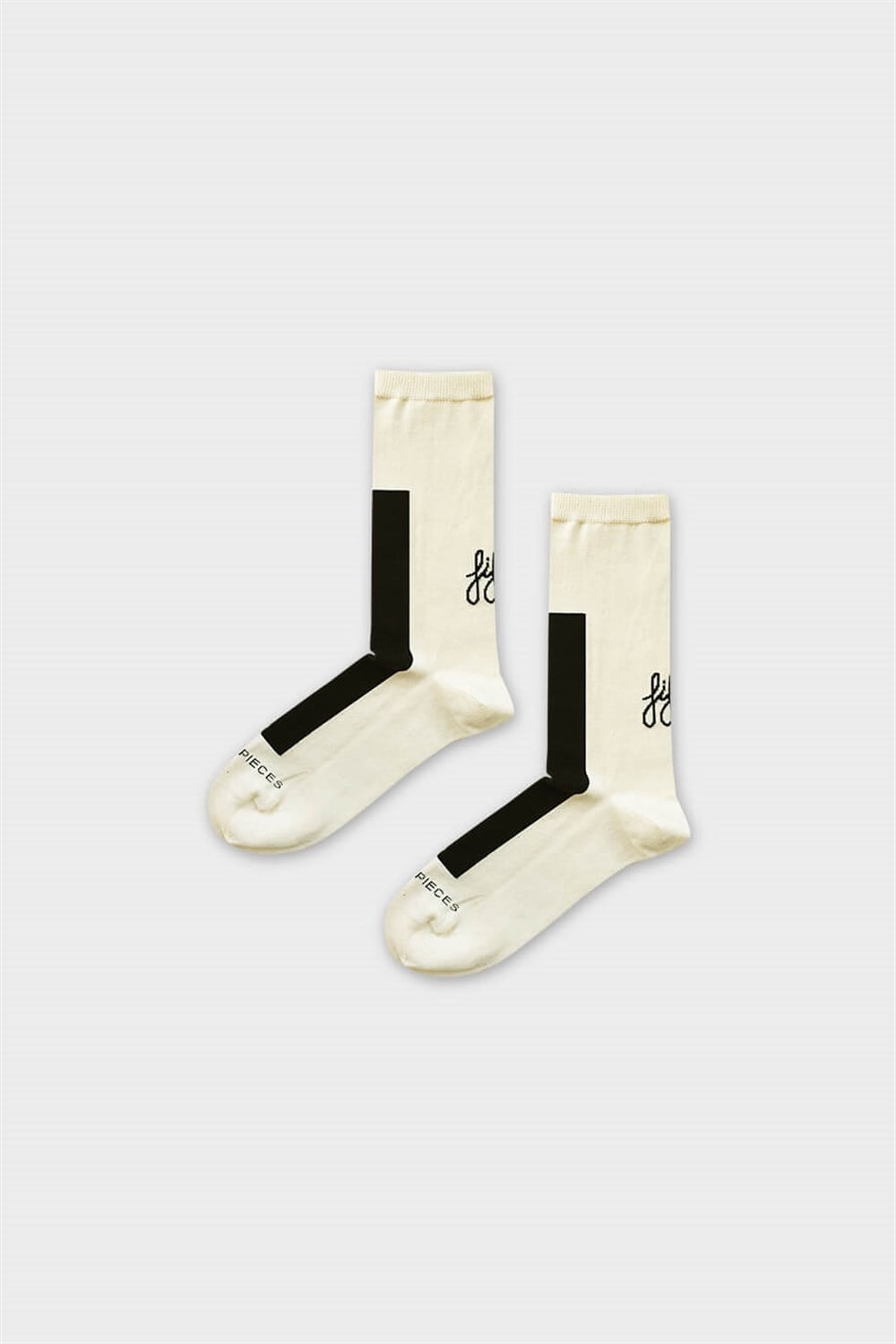 Contrast Colored Socks Stone-Black