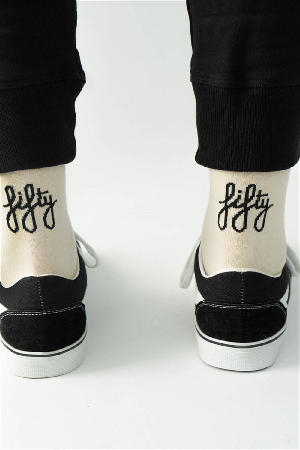 Contrast Colored Socks Stone-Black