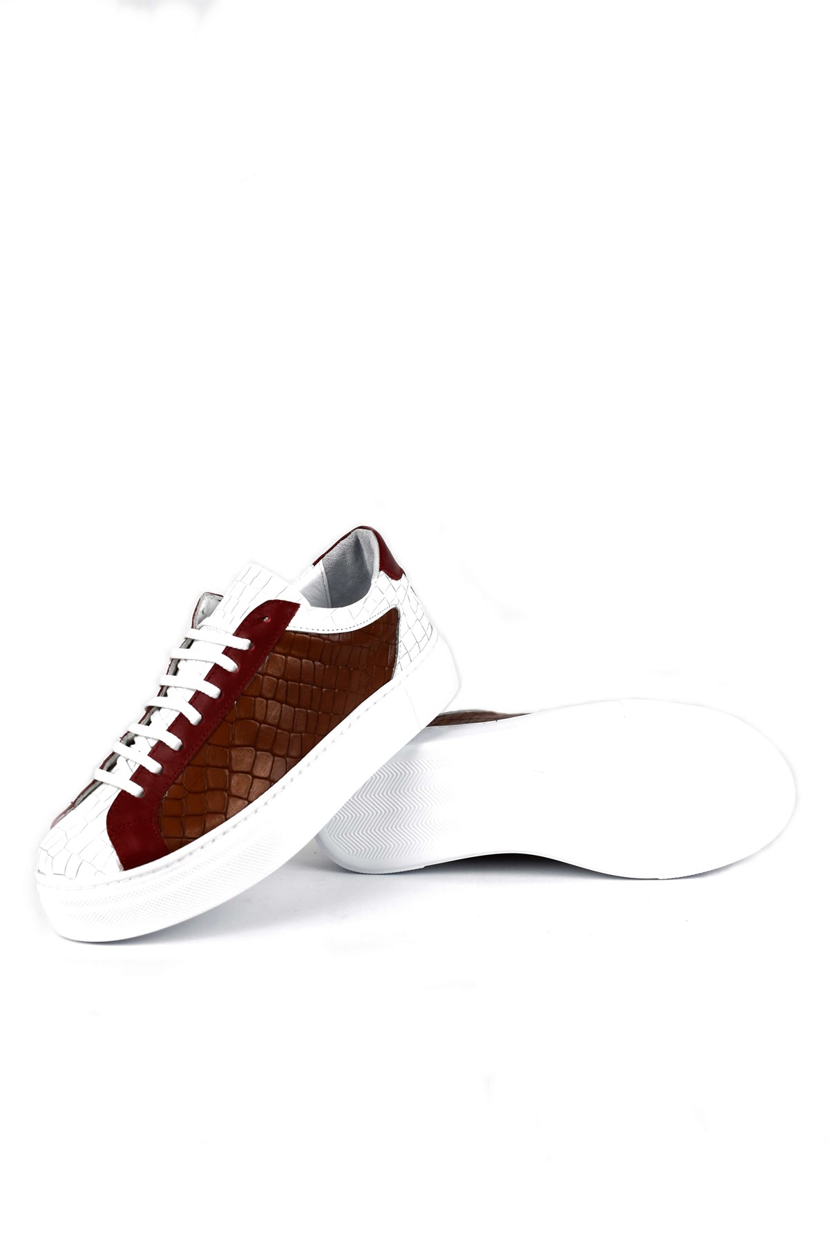 Hakiki Deri Beyaz Taba Kadın Sneaker  ITW500WCW