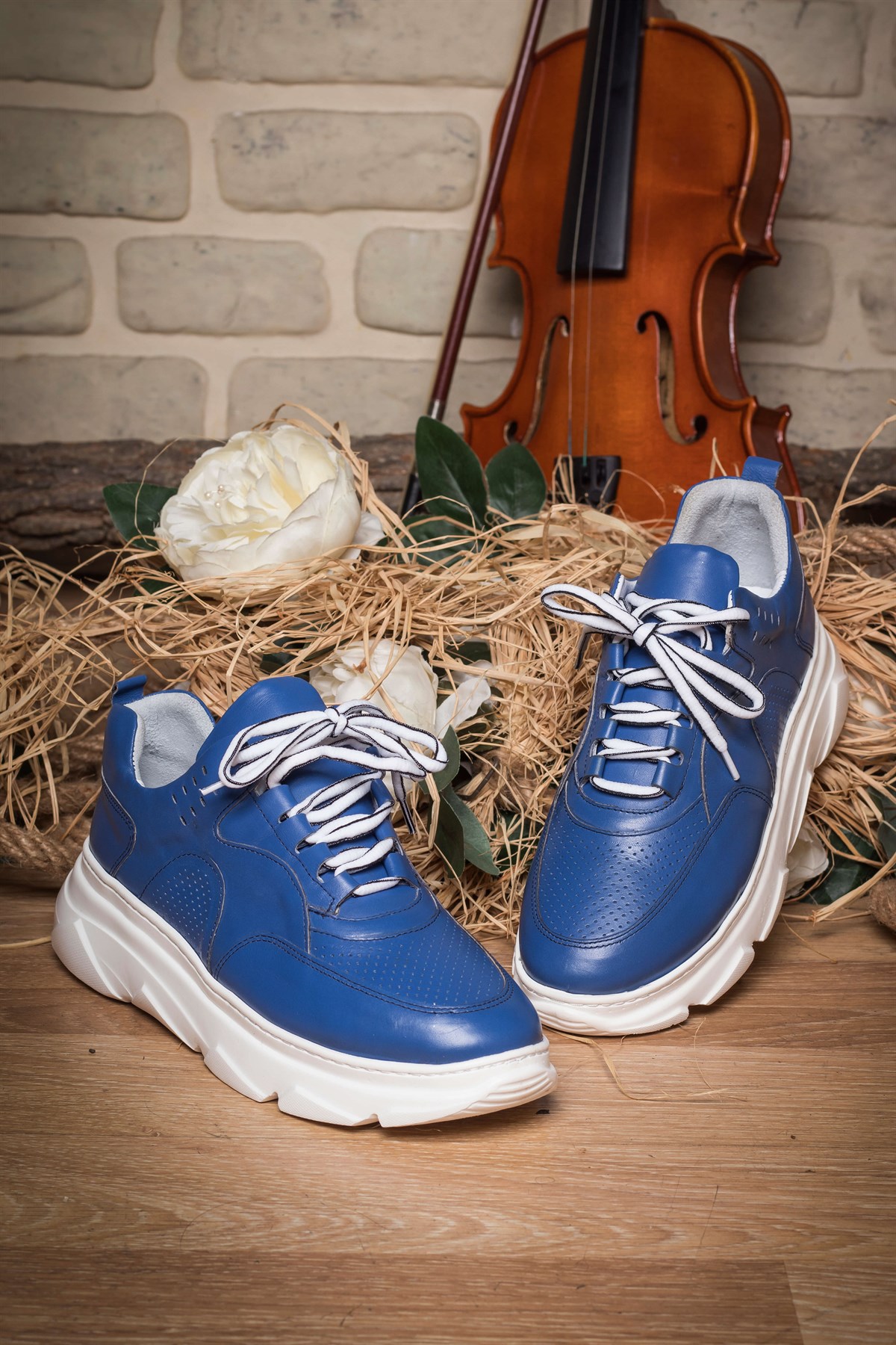 Hakiki Deri Mavi Kadın Sneaker ITW8008BLW