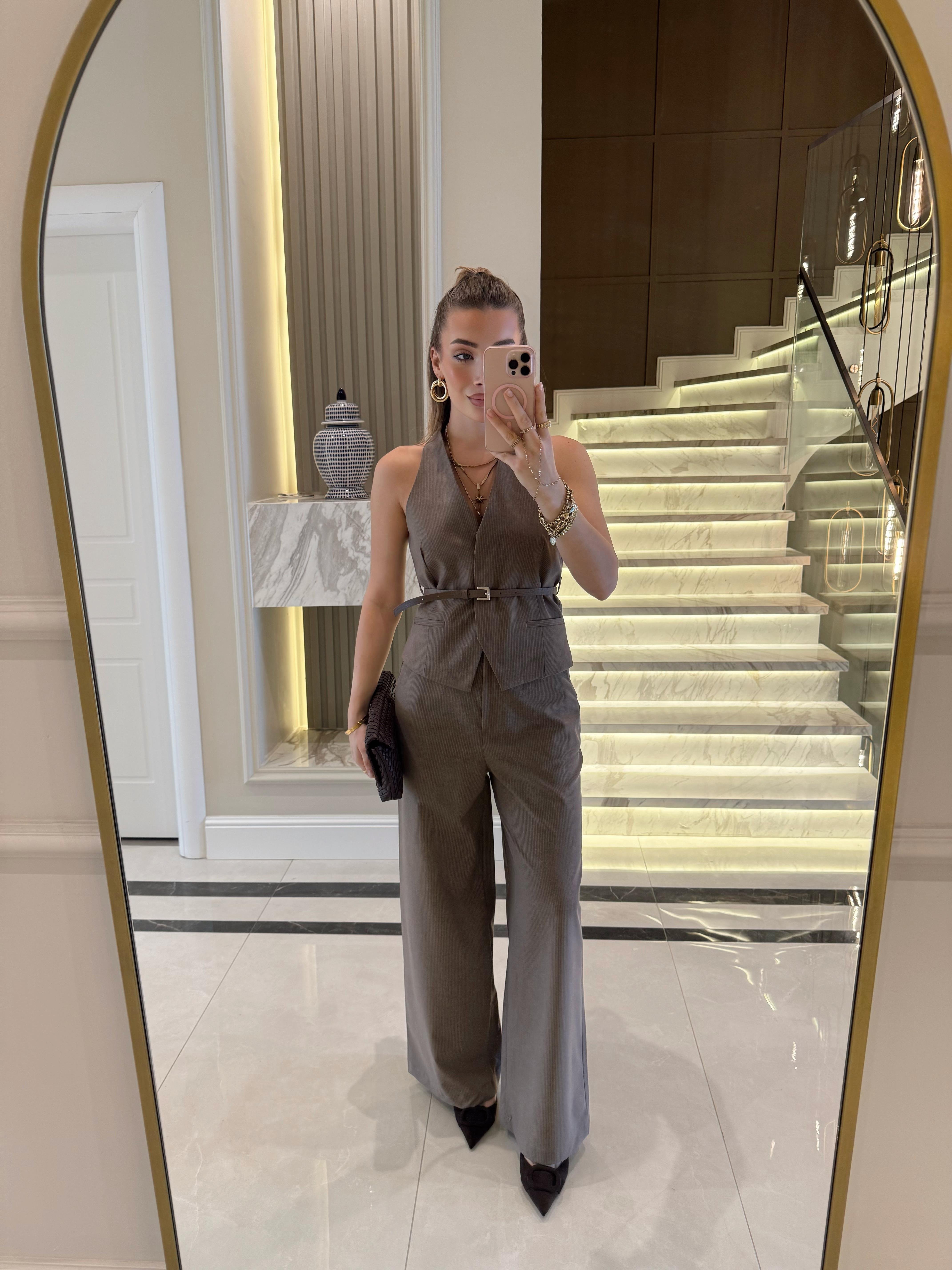 Açık Kahve Yelek Pantolon Takım -9569