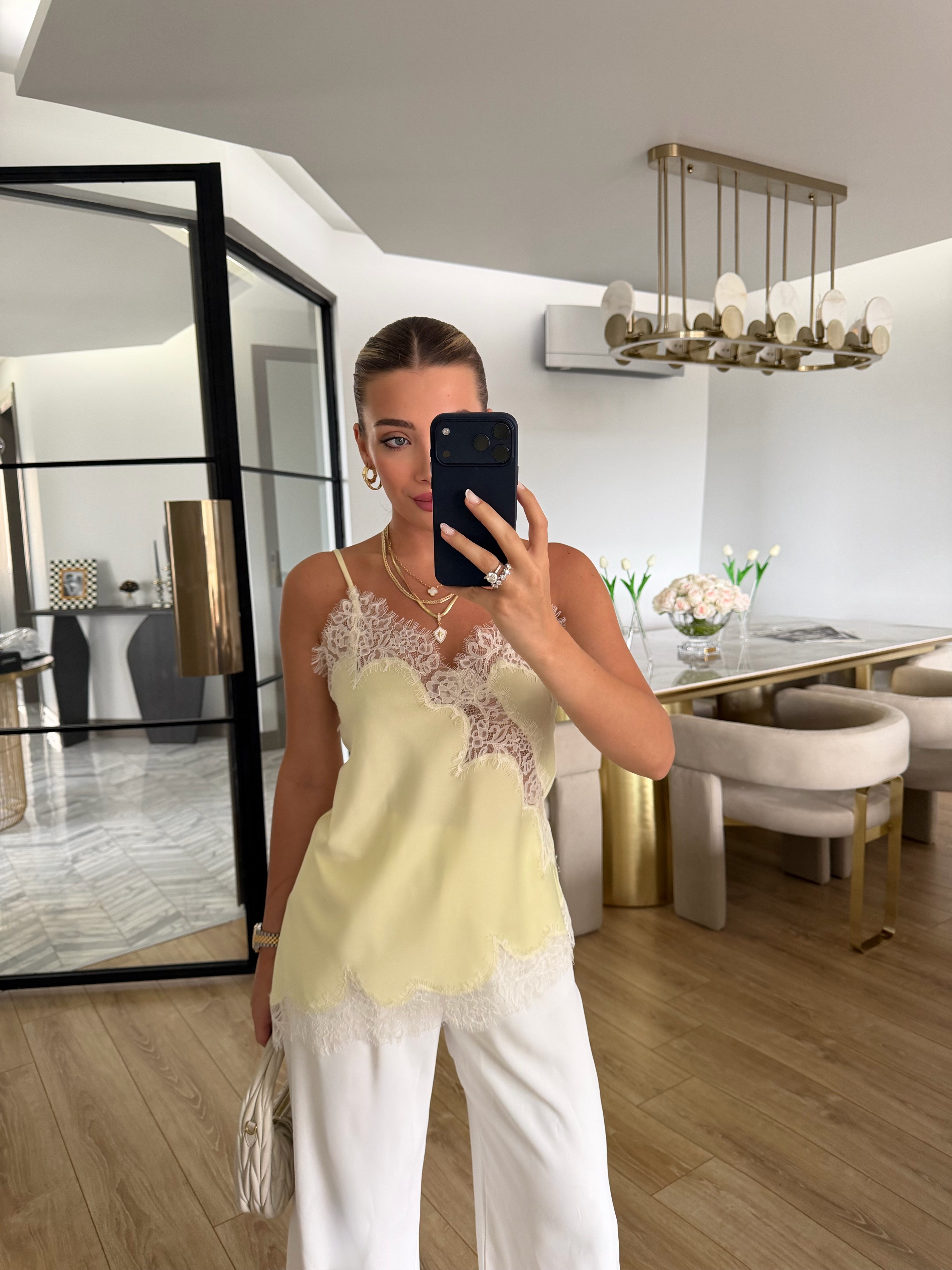 Açık Sarı Lingelie Stil Top-3334