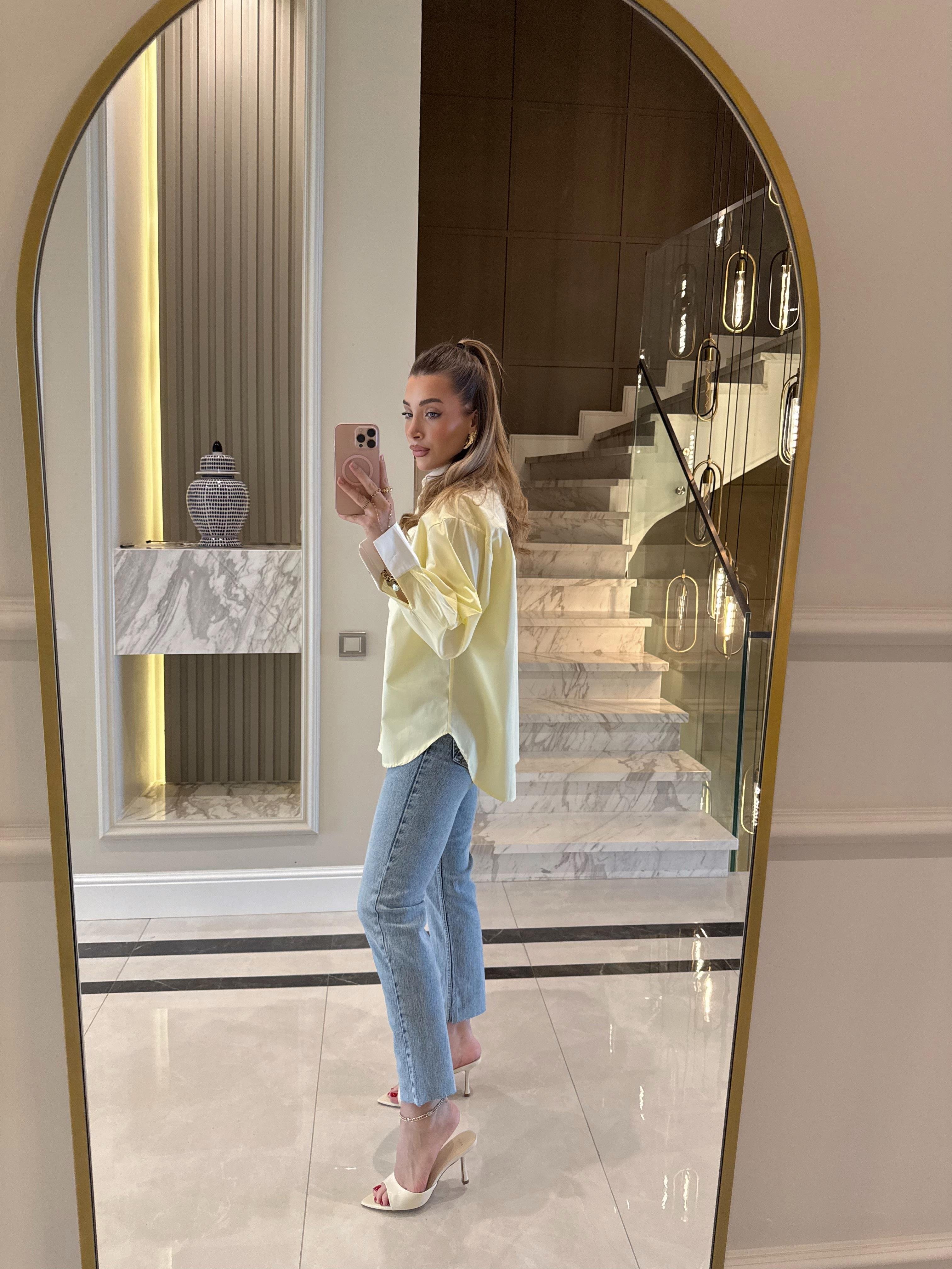 Açık Sarı  Poplin Görice Gömlek-103140