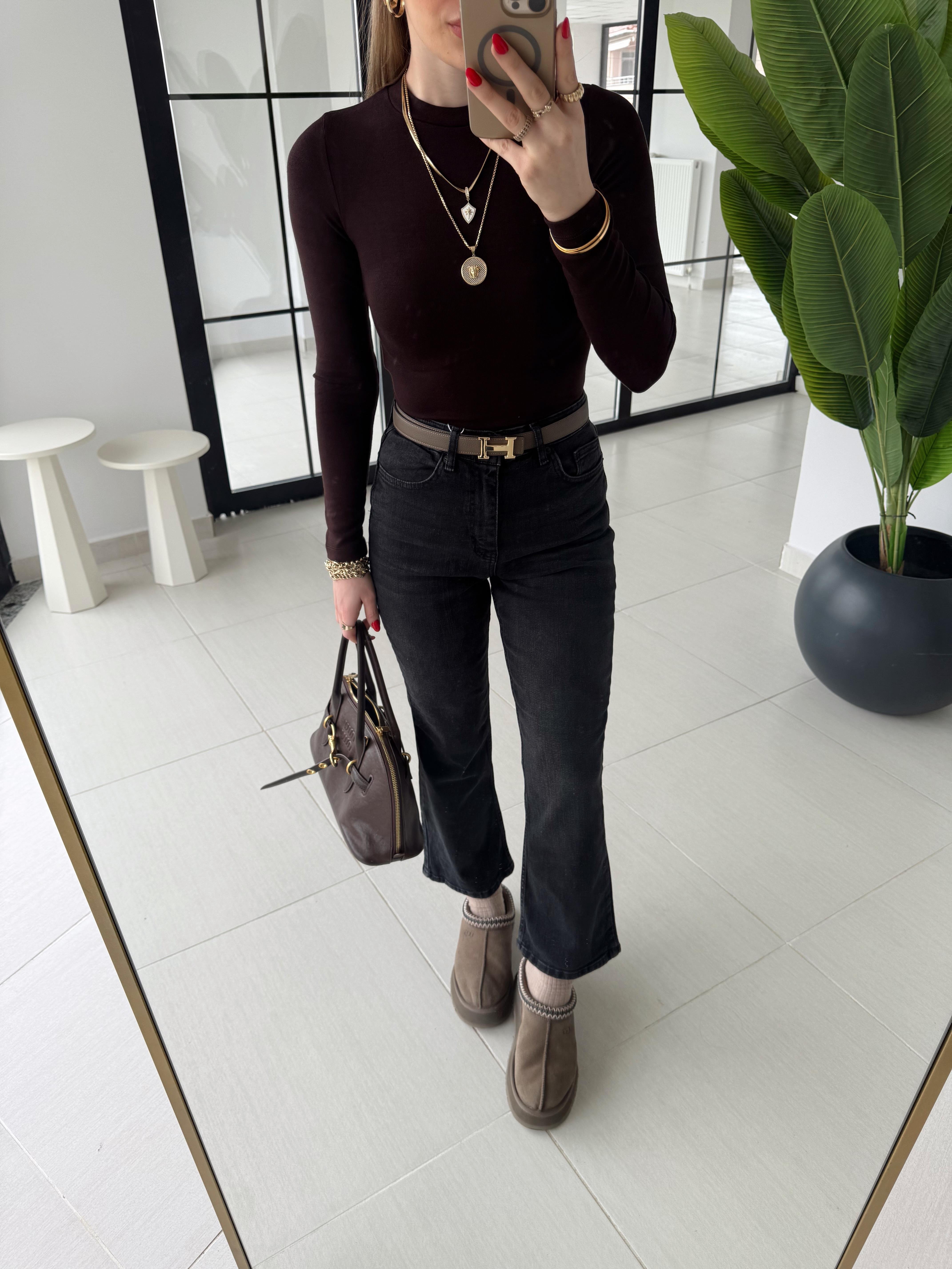 Antrasit  Orjinal Marka CS Etiketli Mini  Flared Jean