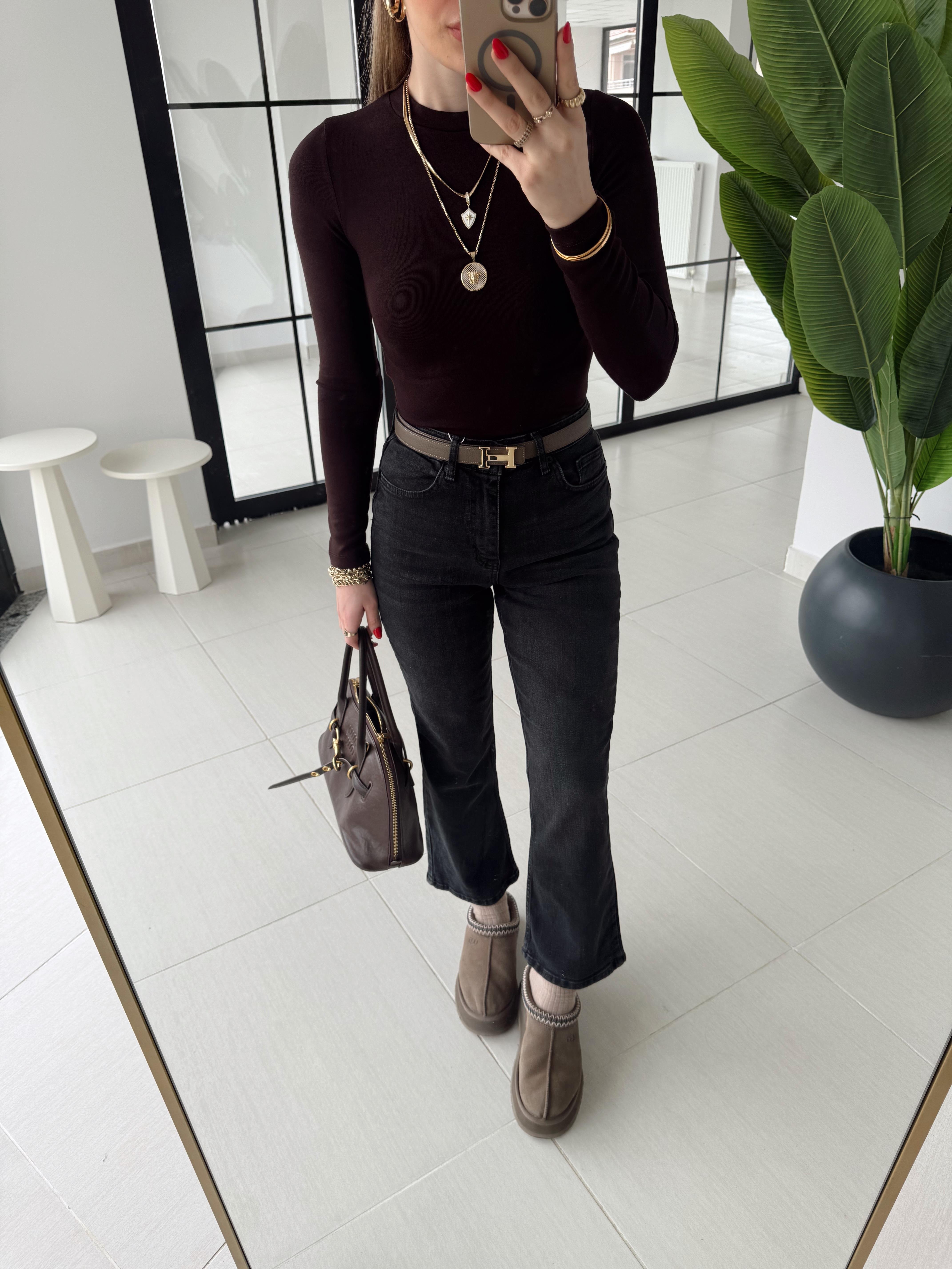 Antrasit  Orjinal Marka CS Etiketli Mini  Flared Jean
