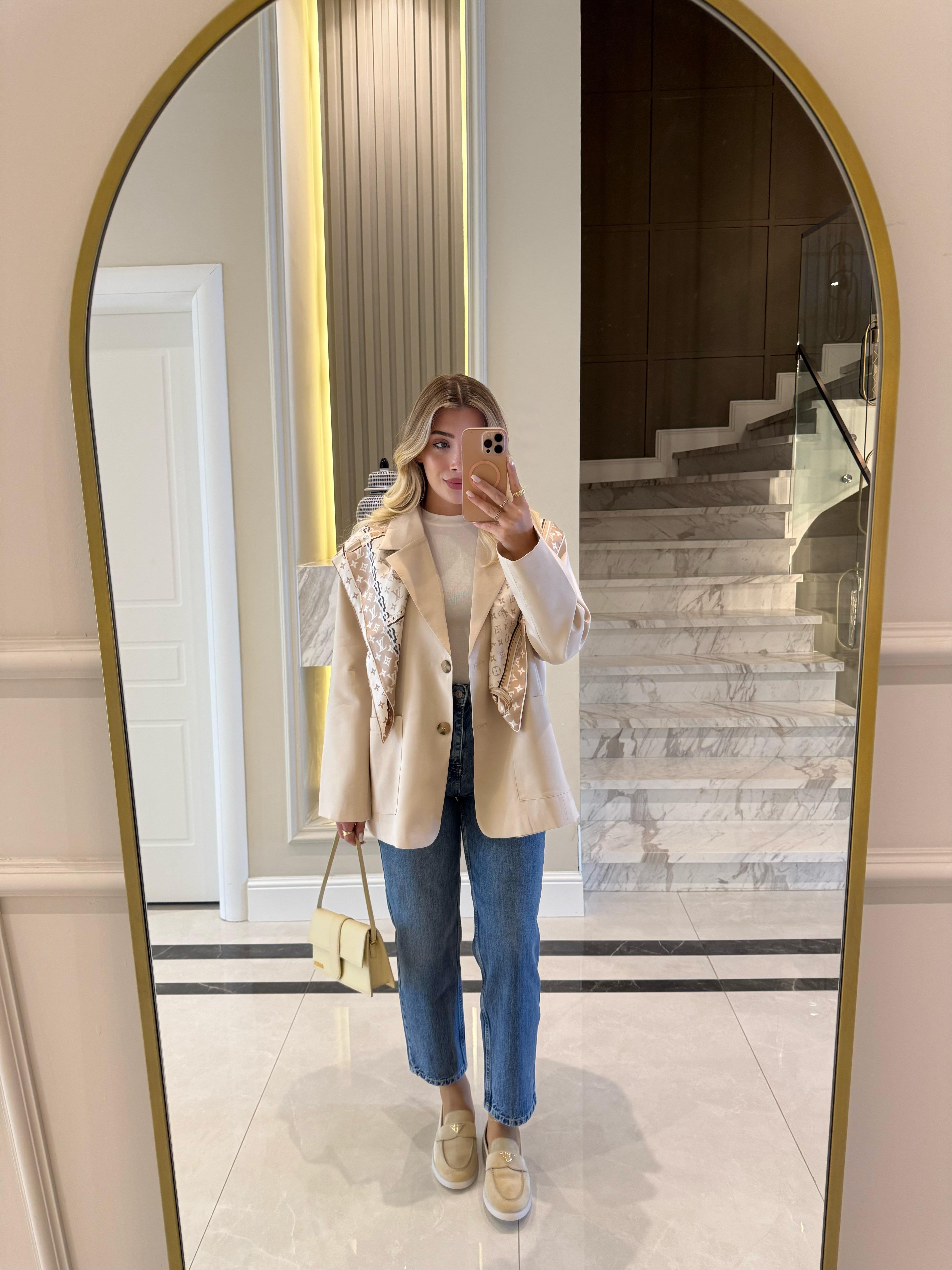 Bej Oversıze Premium Torba Cep Ceket