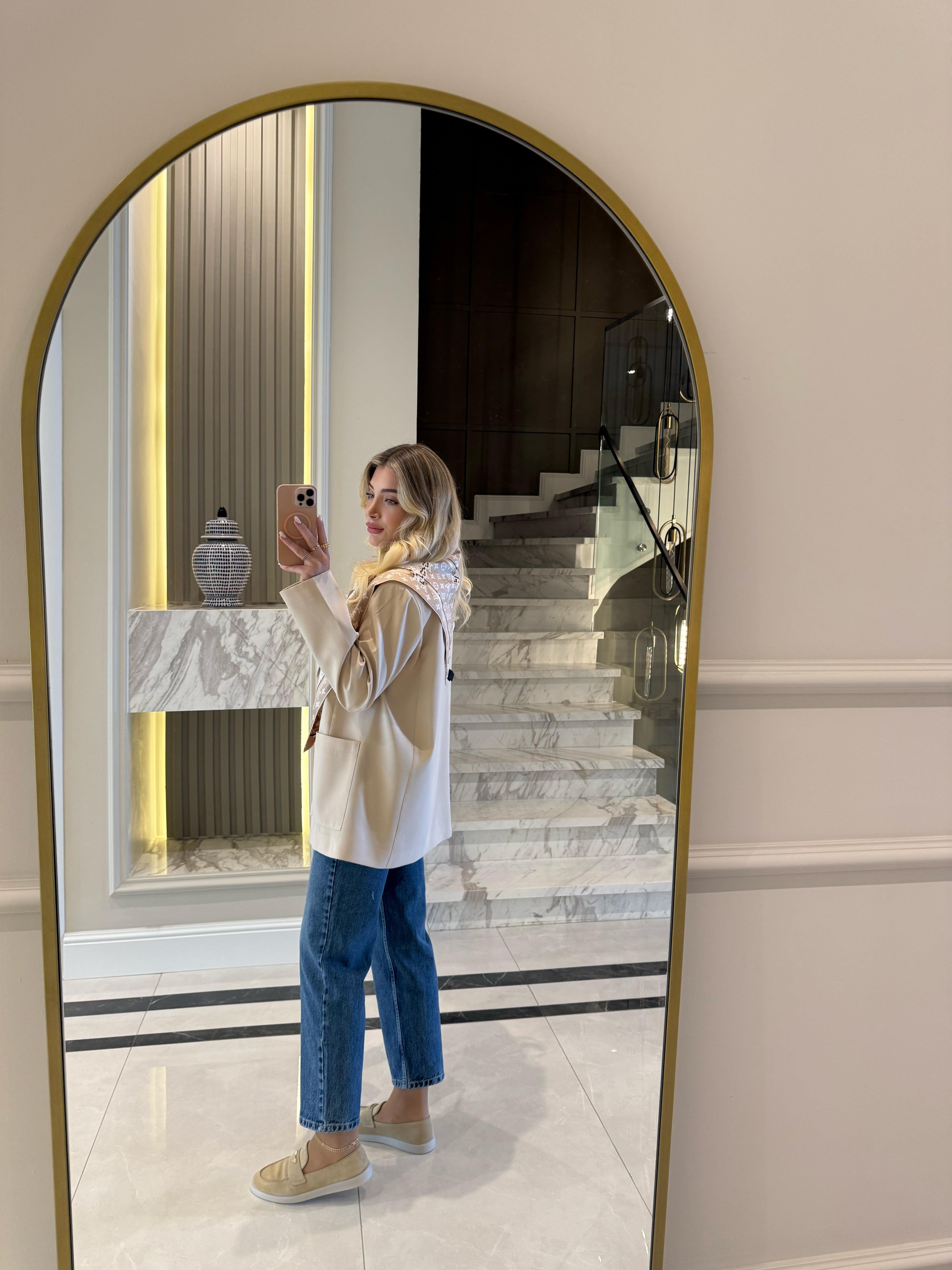 Bej Oversıze Premium Torba Cep Ceket