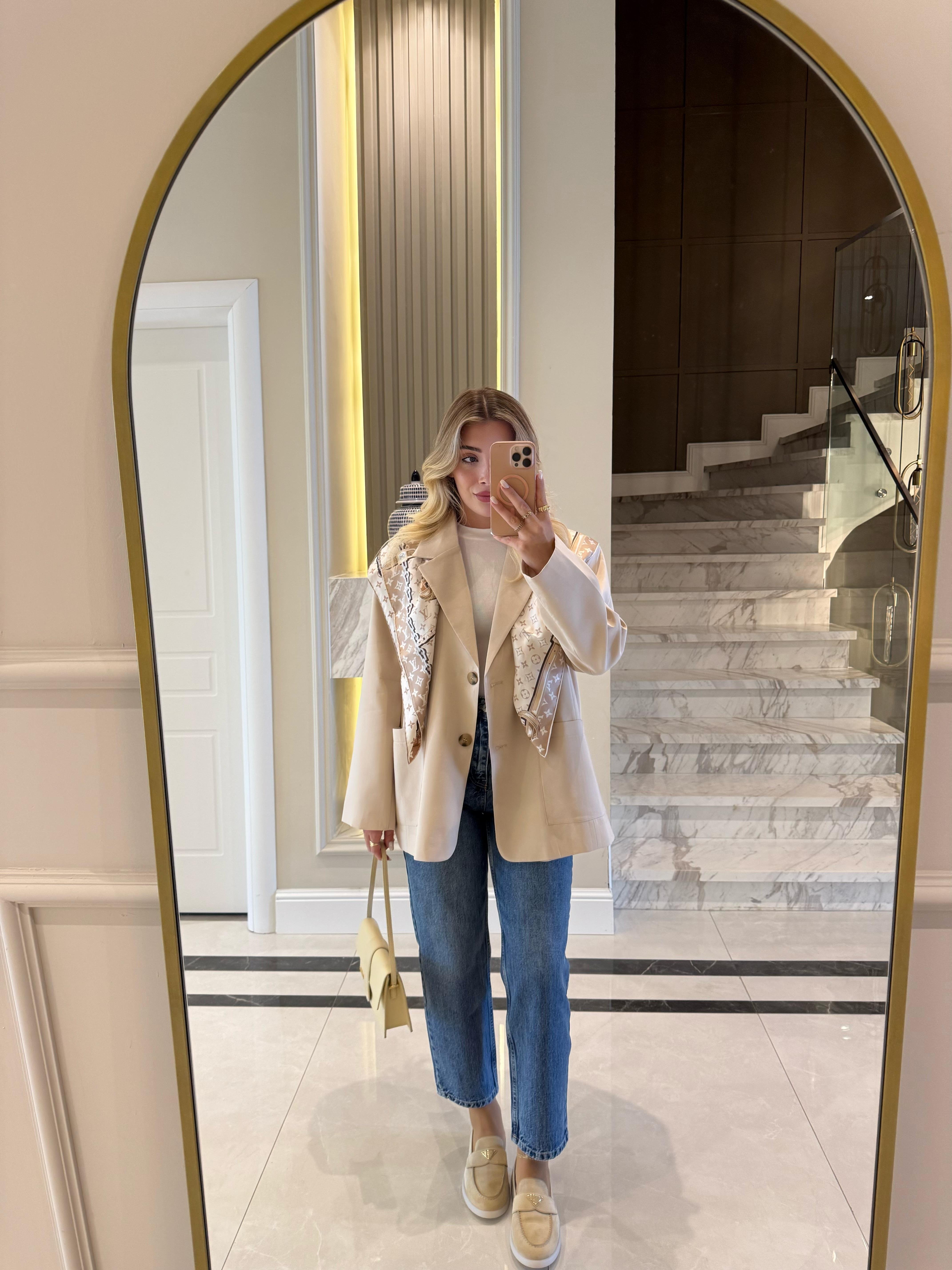 Bej Oversıze Premium Torba Cep Ceket