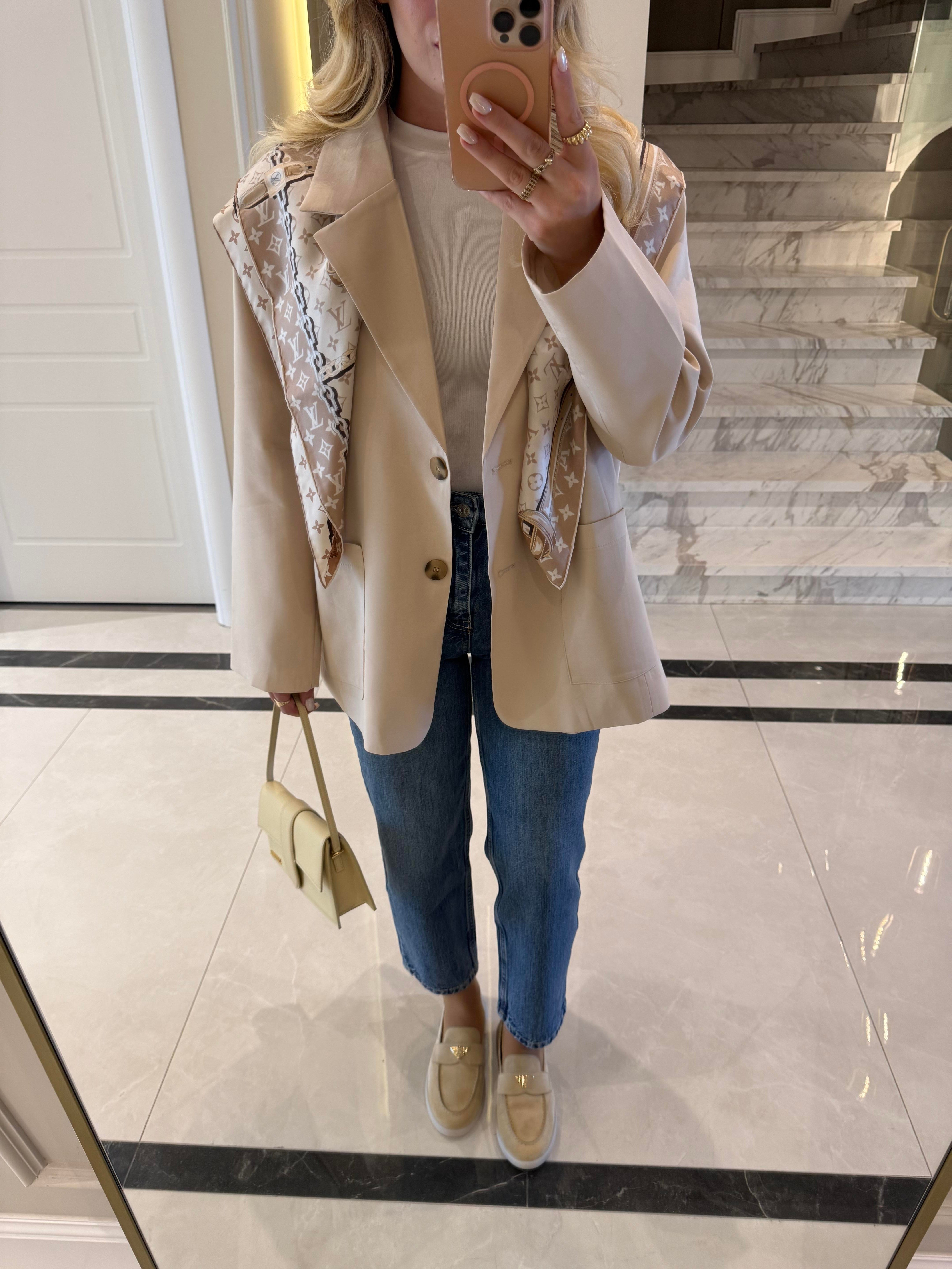 Bej Oversıze Premium Torba Cep Ceket