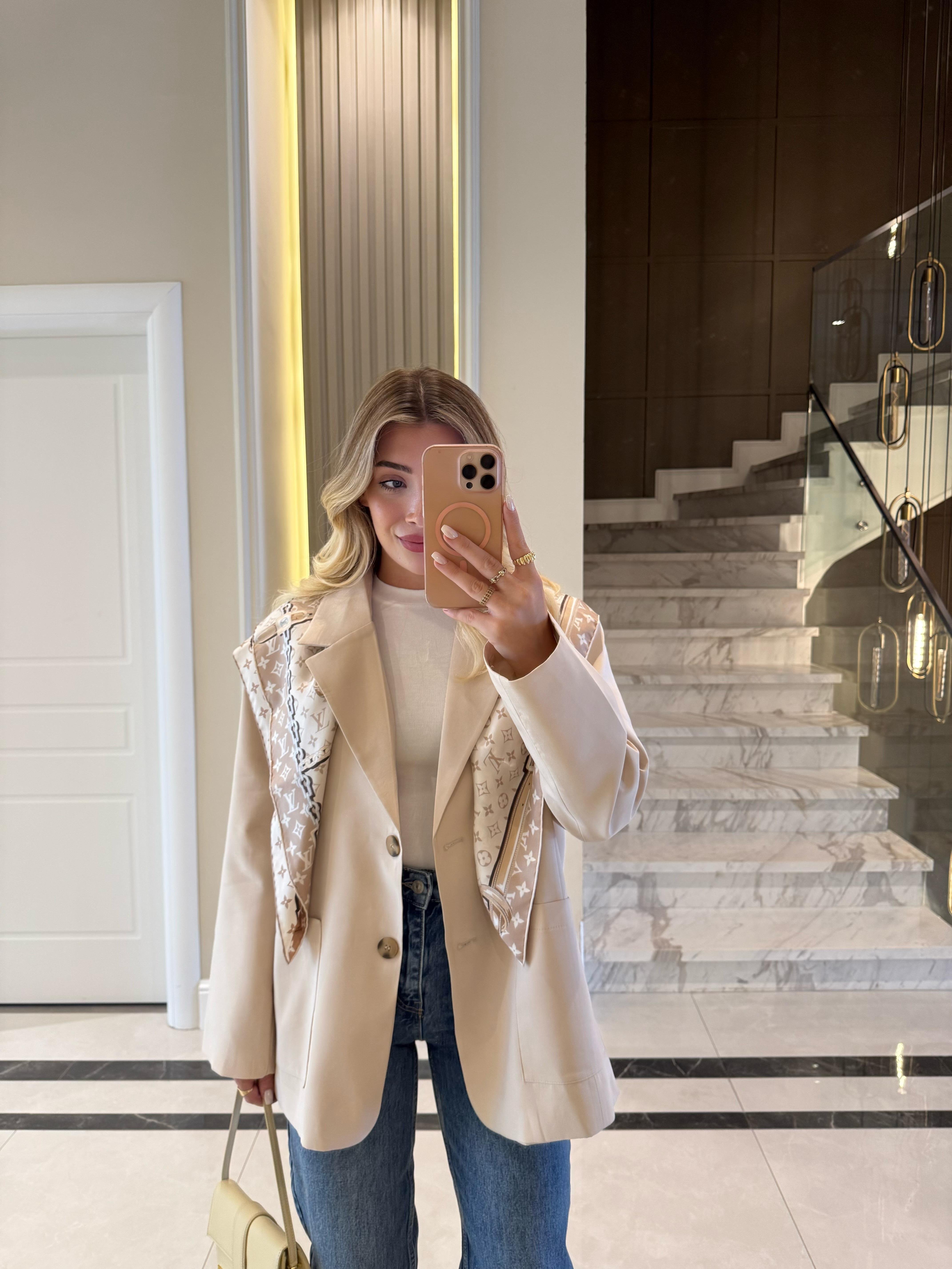 Bej Oversıze Premium Torba Cep Ceket