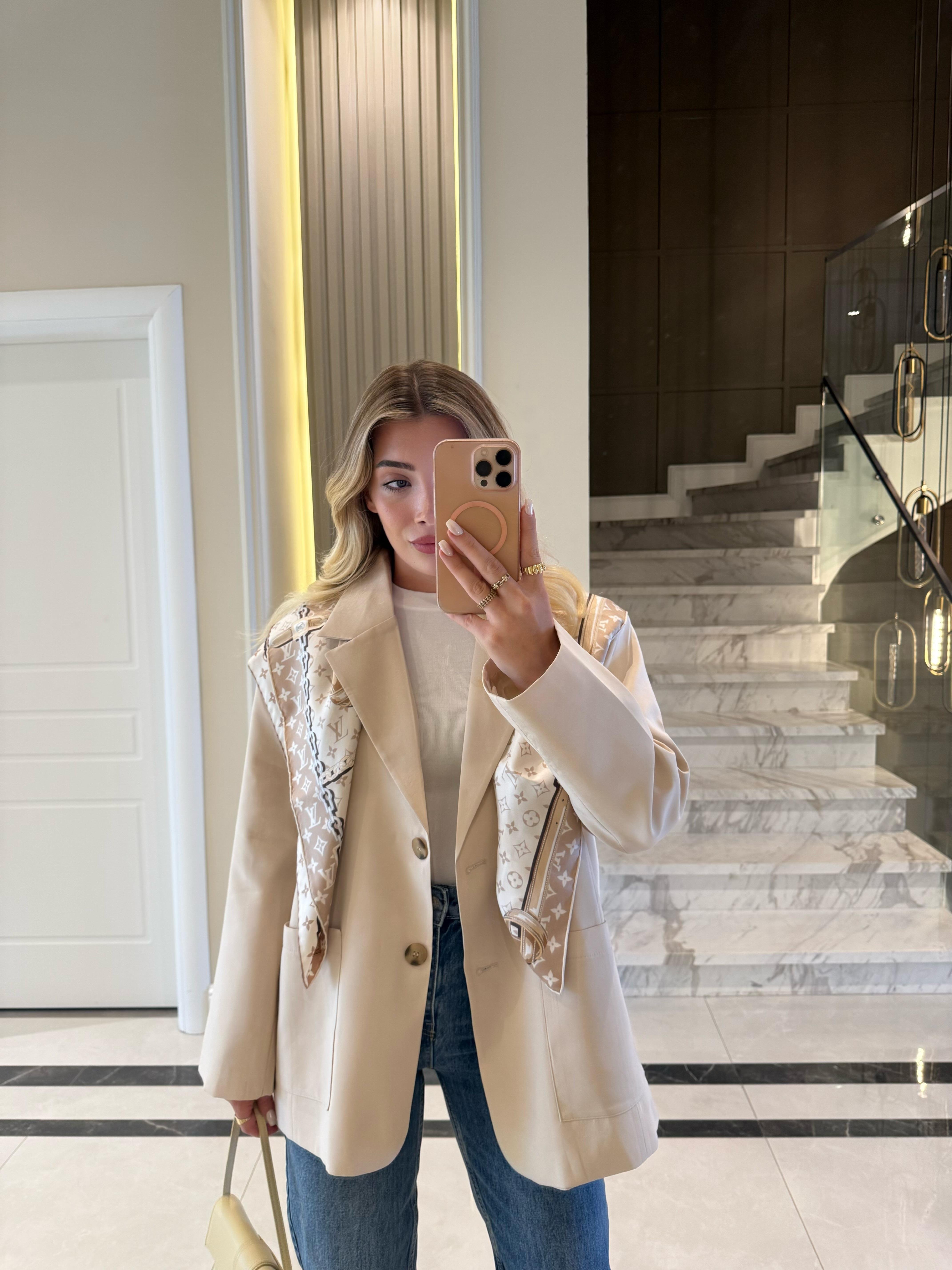 Bej Oversıze Premium Torba Cep Ceket