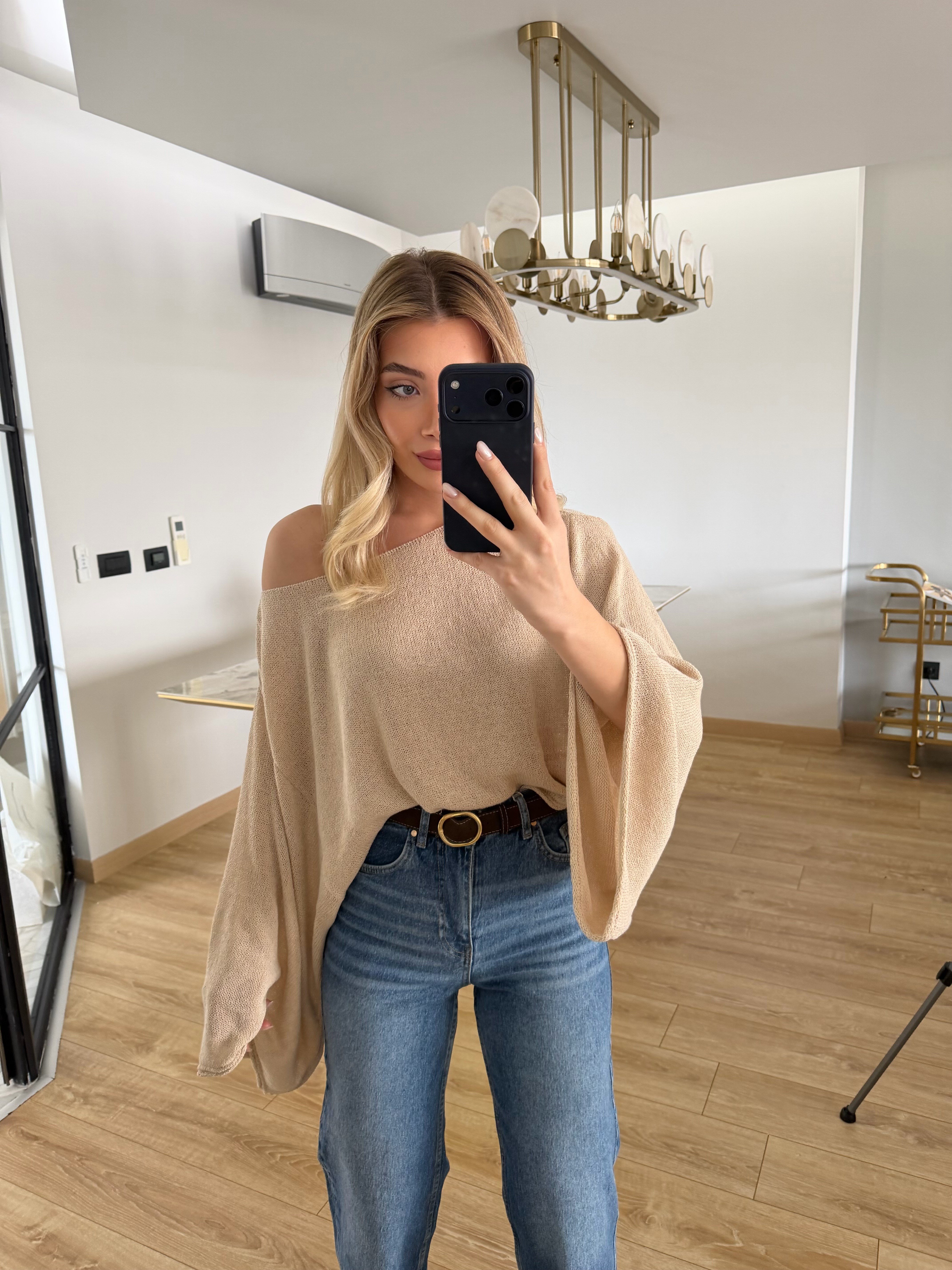 Bej Yarasa Kol Triko-1048