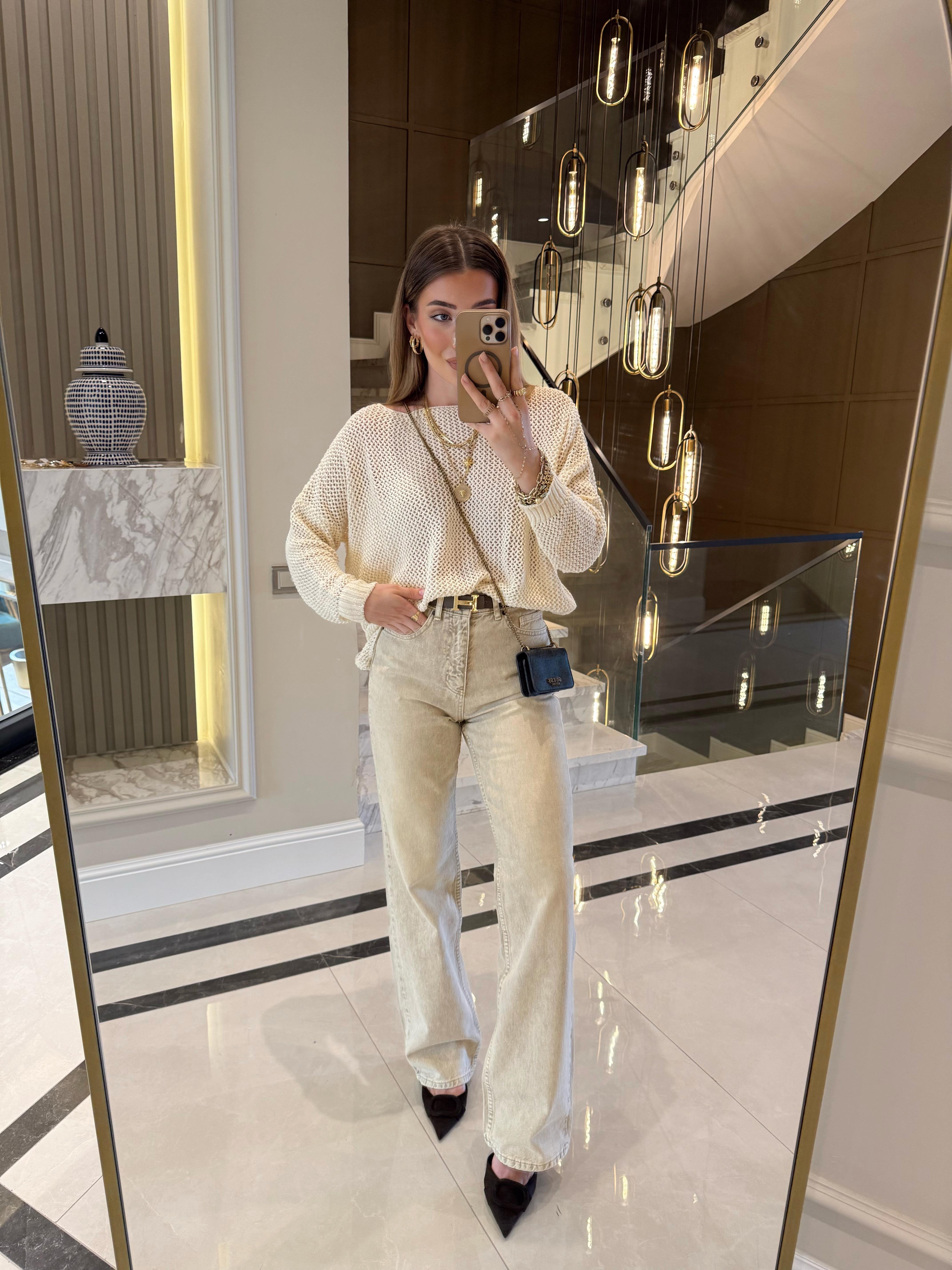 Bej Yıkamalı Orj Marka Straight Jean ZR