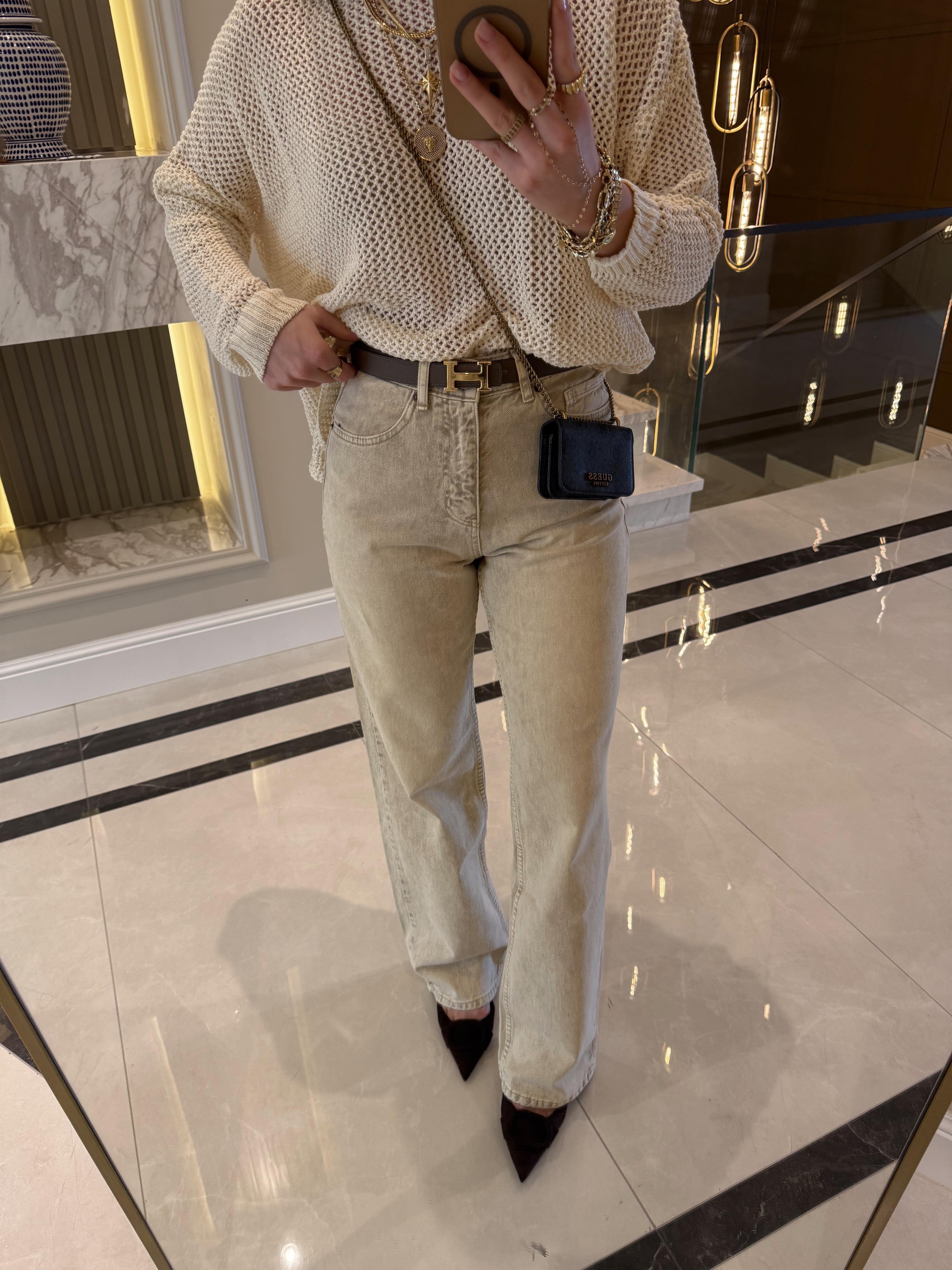 Bej Yıkamalı Orj Marka Straight Jean ZR