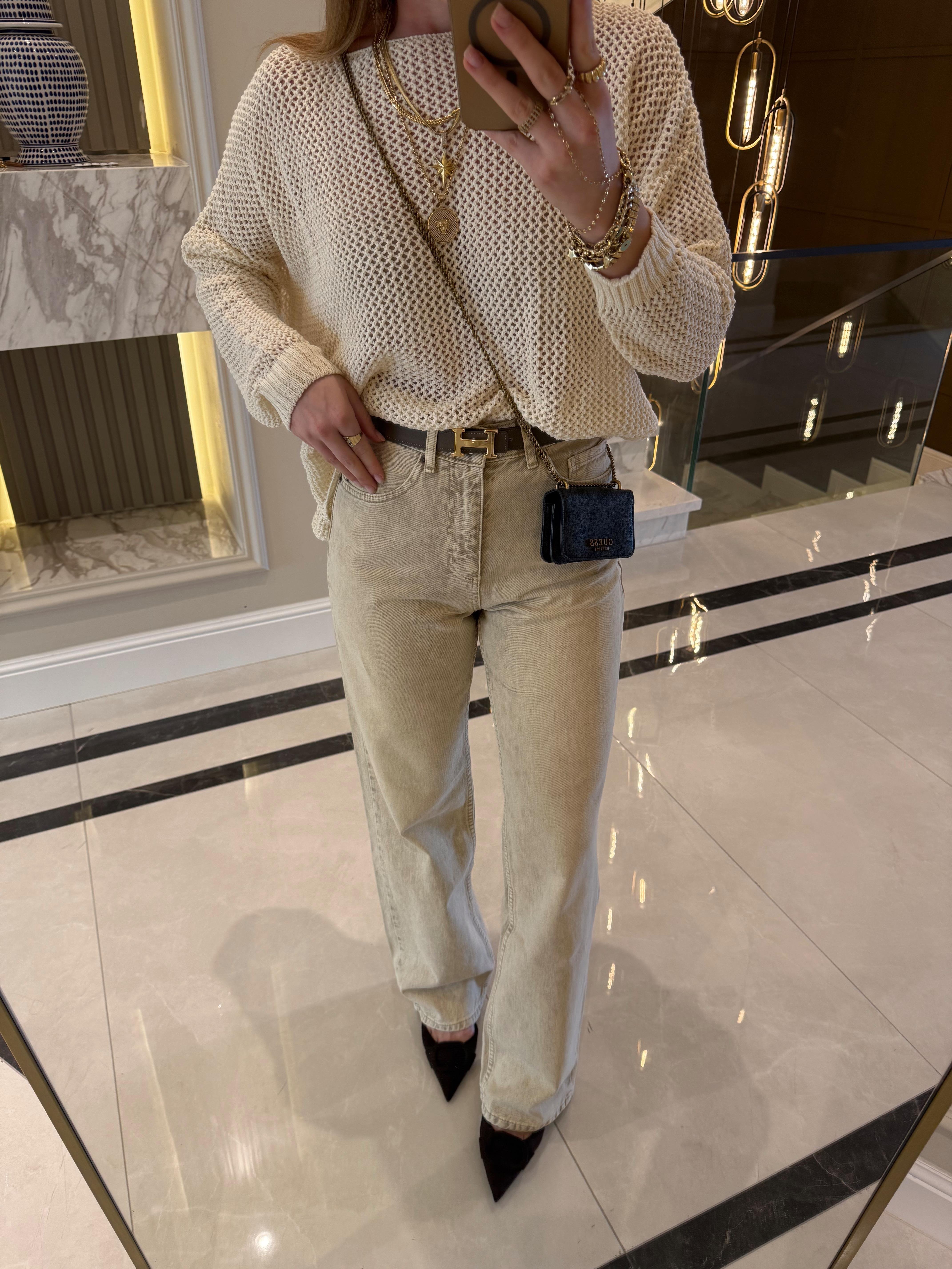 Bej Yıkamalı Orj Marka Straight Jean ZR