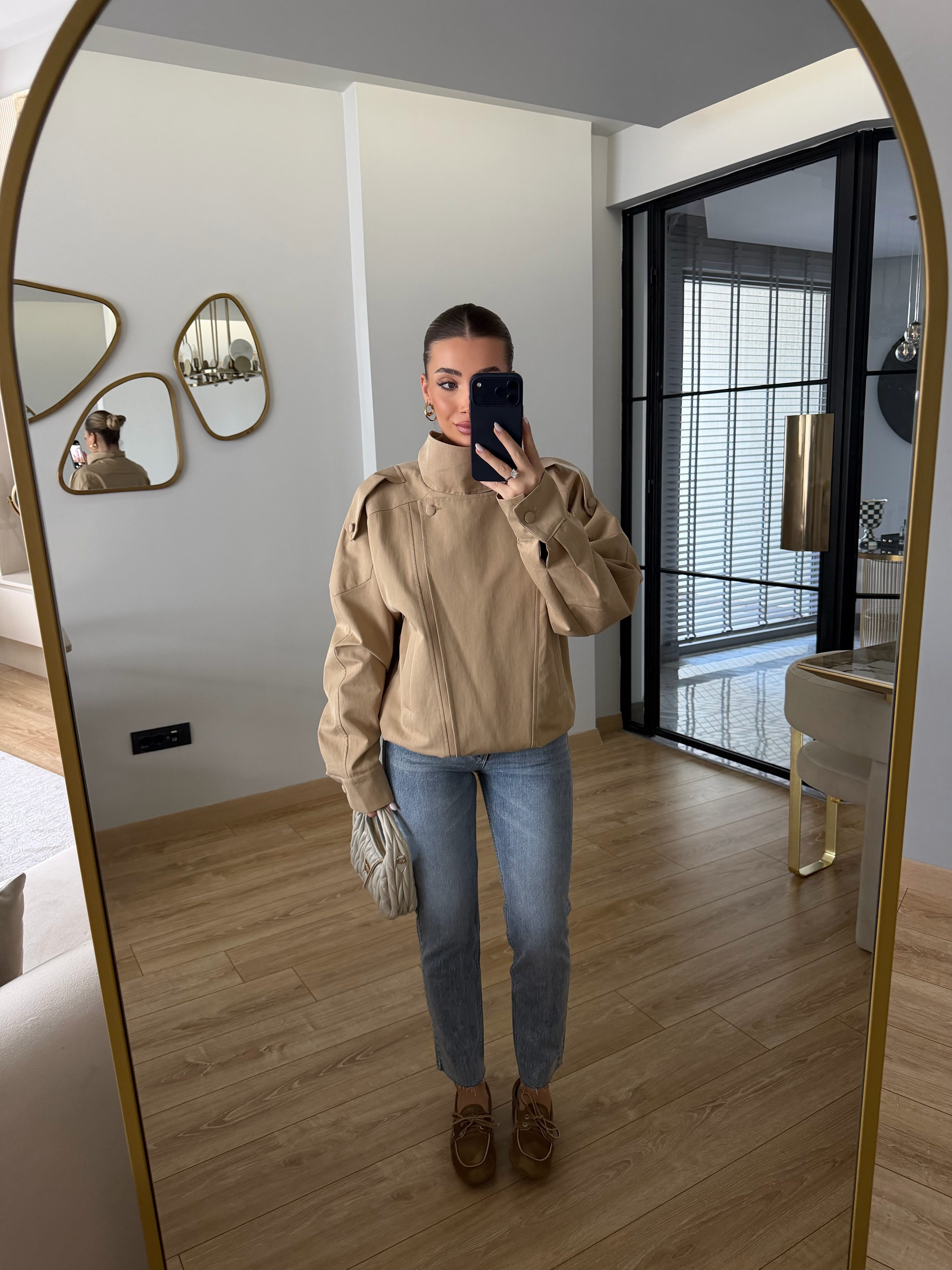 Bellacia Camel Su Geçimeyen Bomber Ceket 