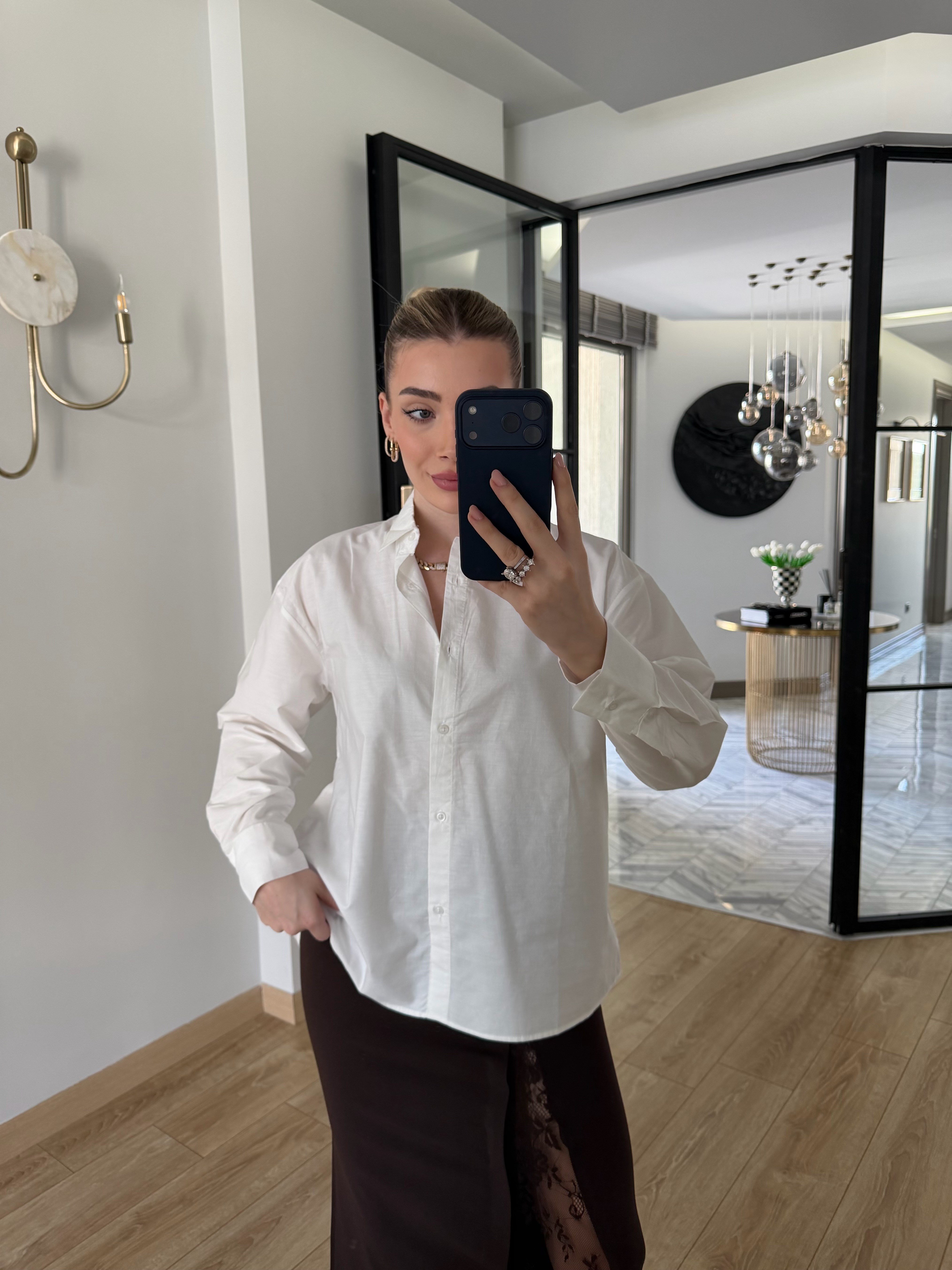 Beyaz Basic Poplin Gömlek -1007