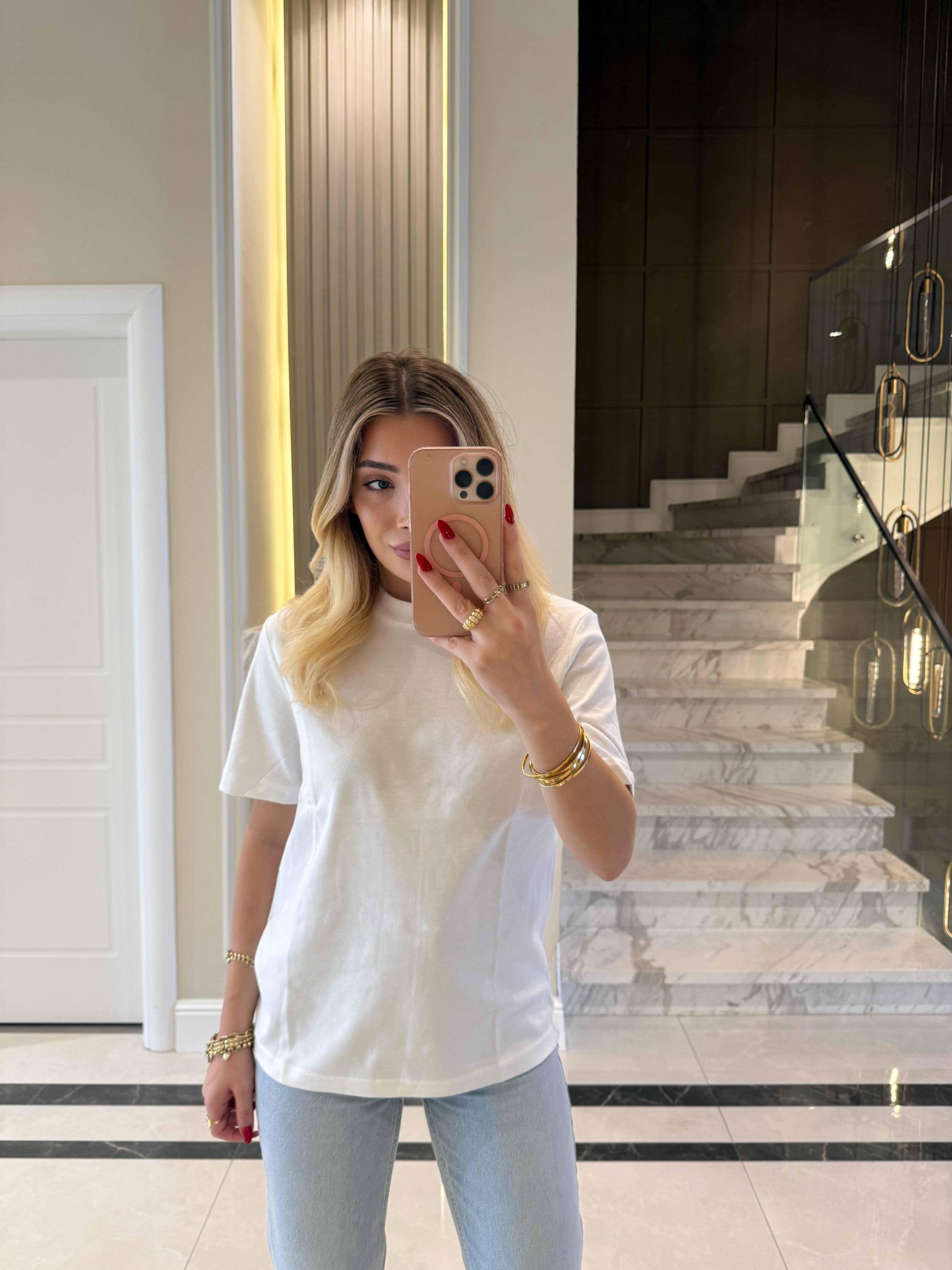 Beyaz Massı Kısa Kollu Basic Tişört