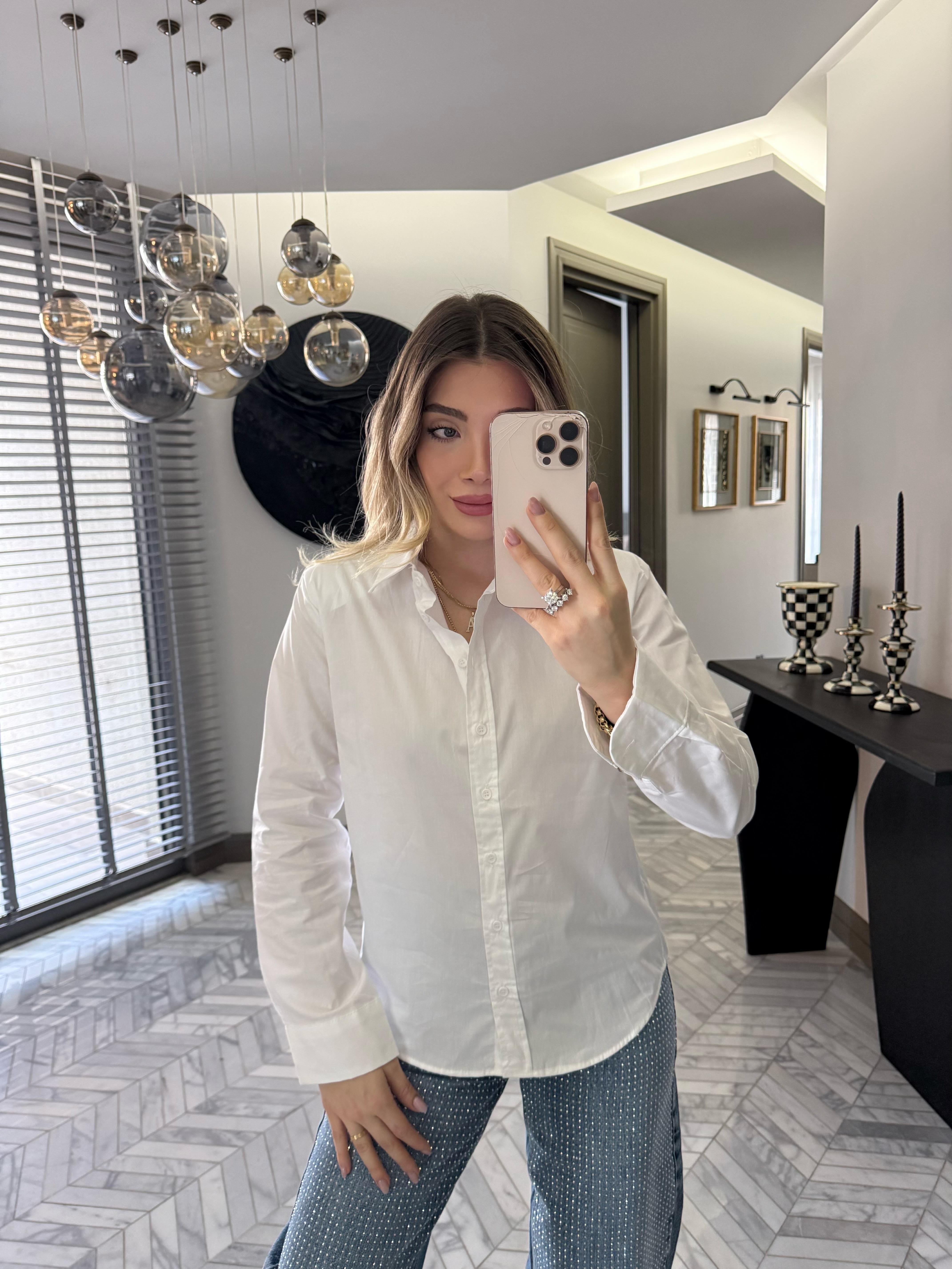 Beyaz Vatkalı Basic Gömlek-37100