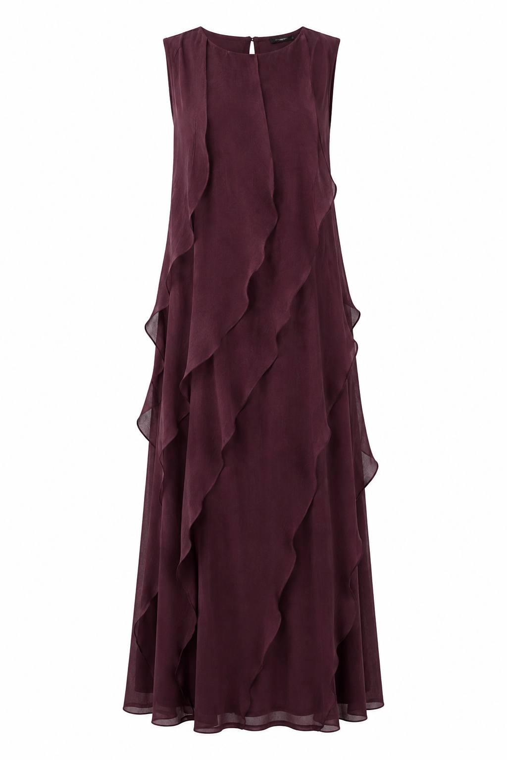 Bordo Nora Fırfır Detaylı Elbise - 3450