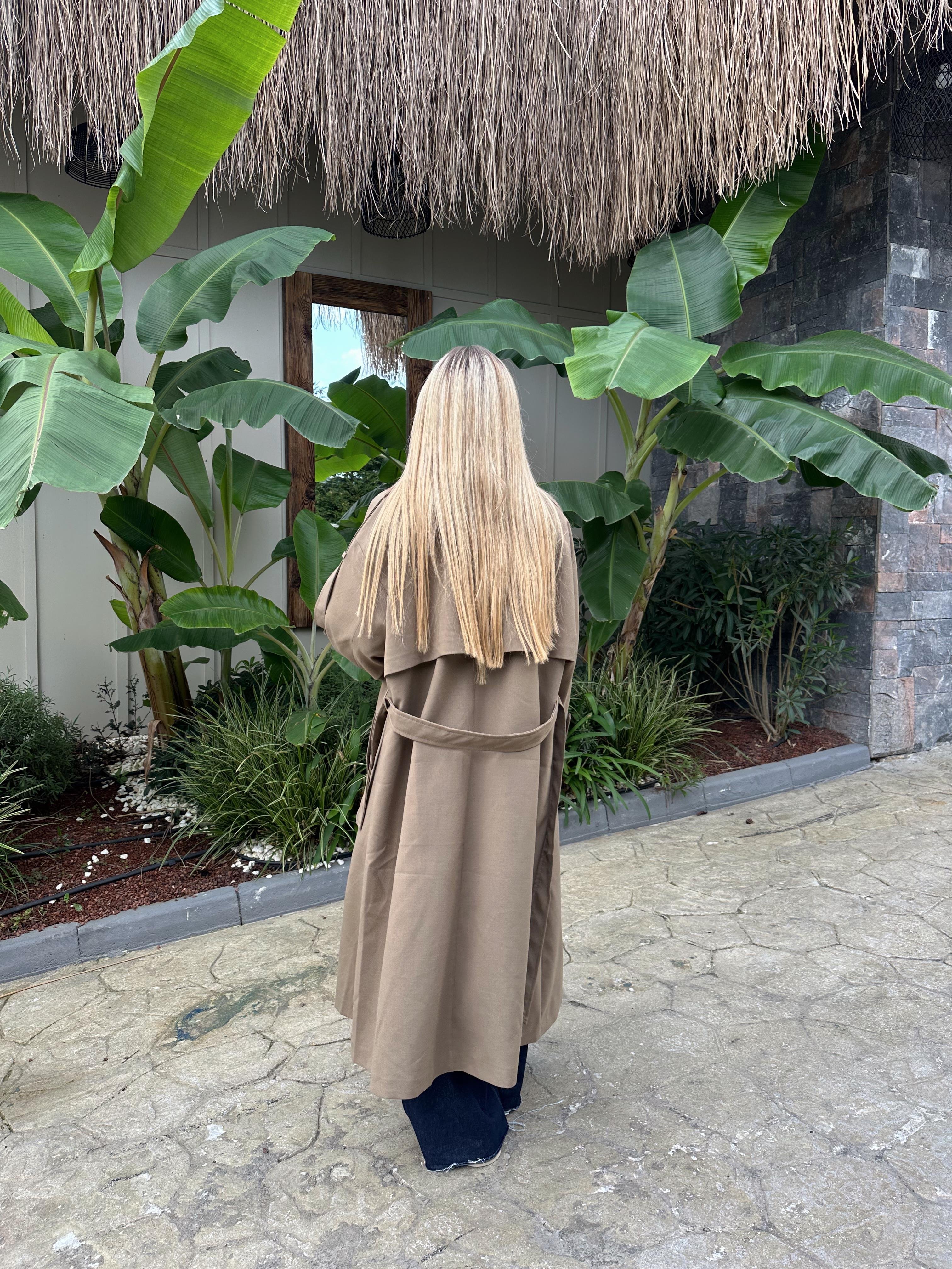 Camel Rengi Oversize Poliviskon Trenç
