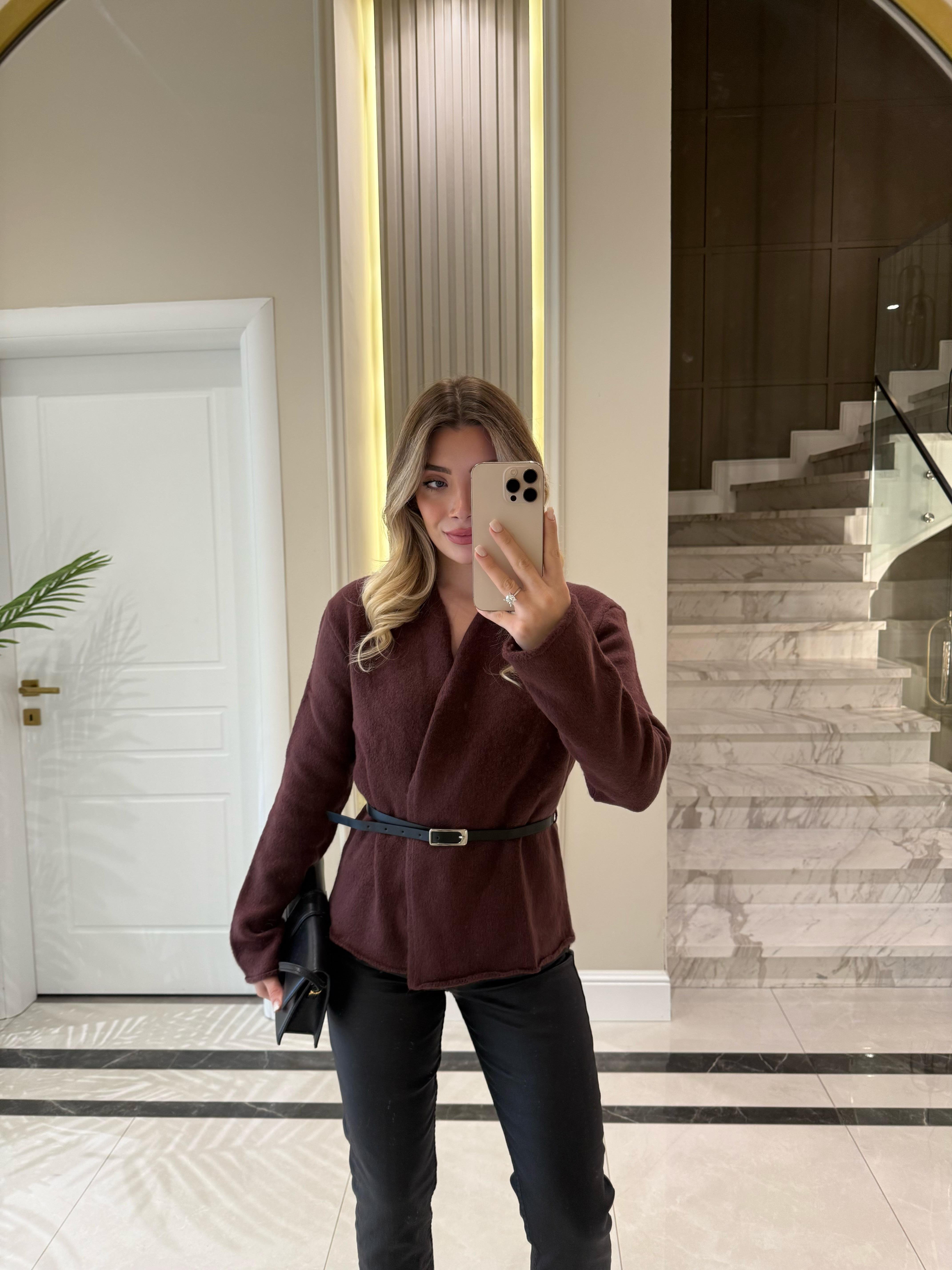 Cherry  Kemerli Hırka -1084