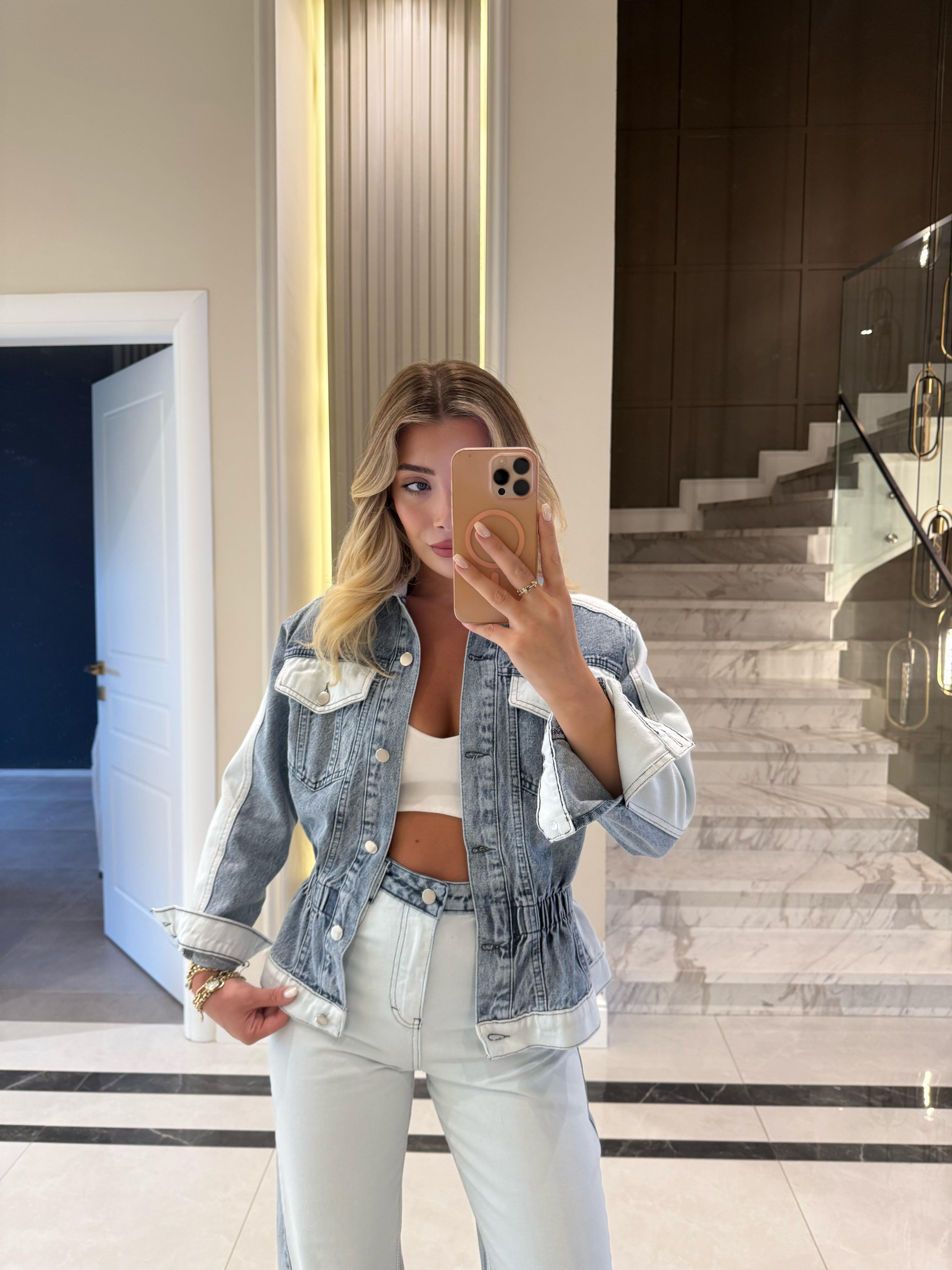 Denim Parçalı Tasarım İkili Takım