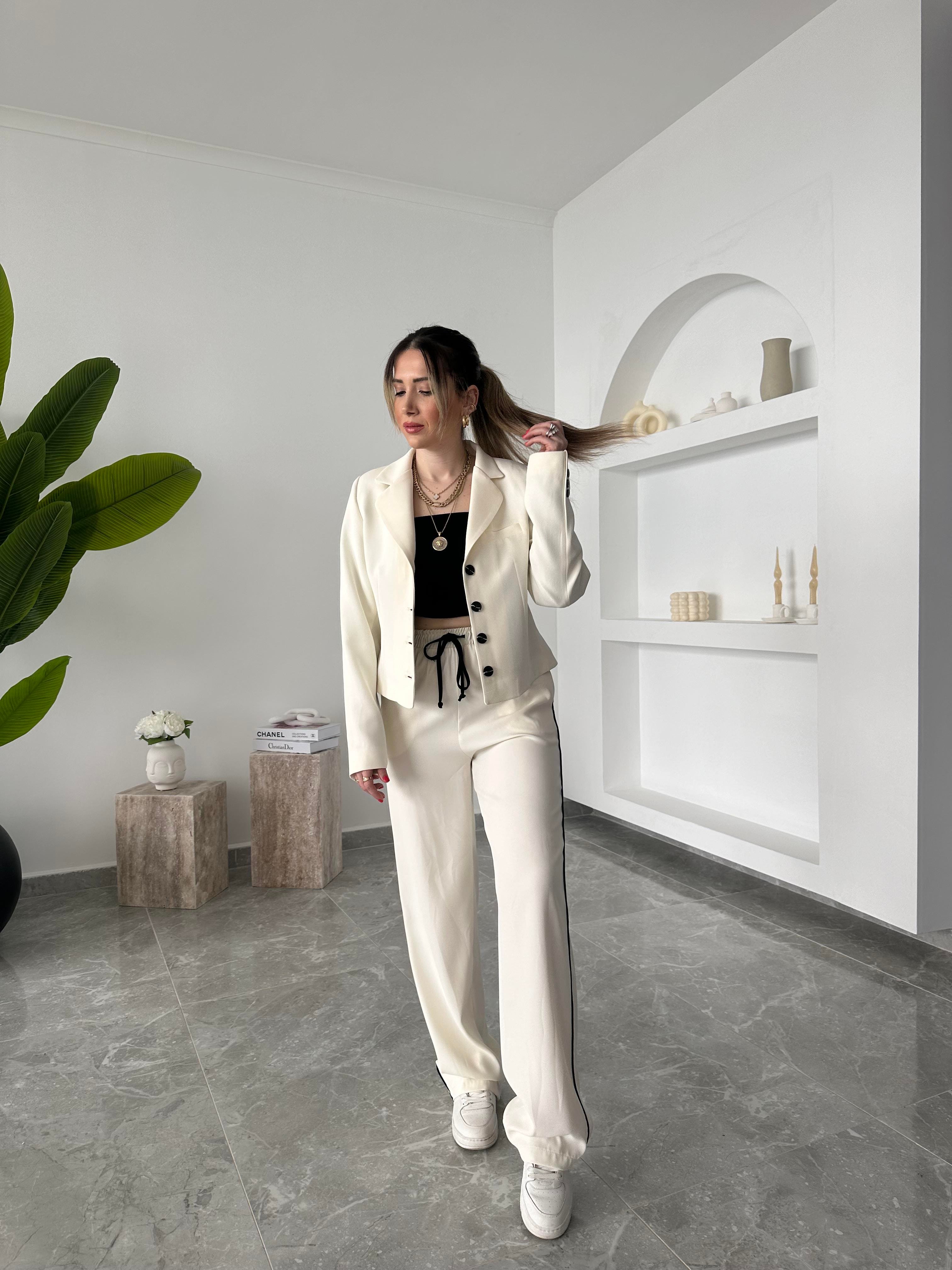 Ekru Premium Kalite Özel Seri Ceketli İkili Takım