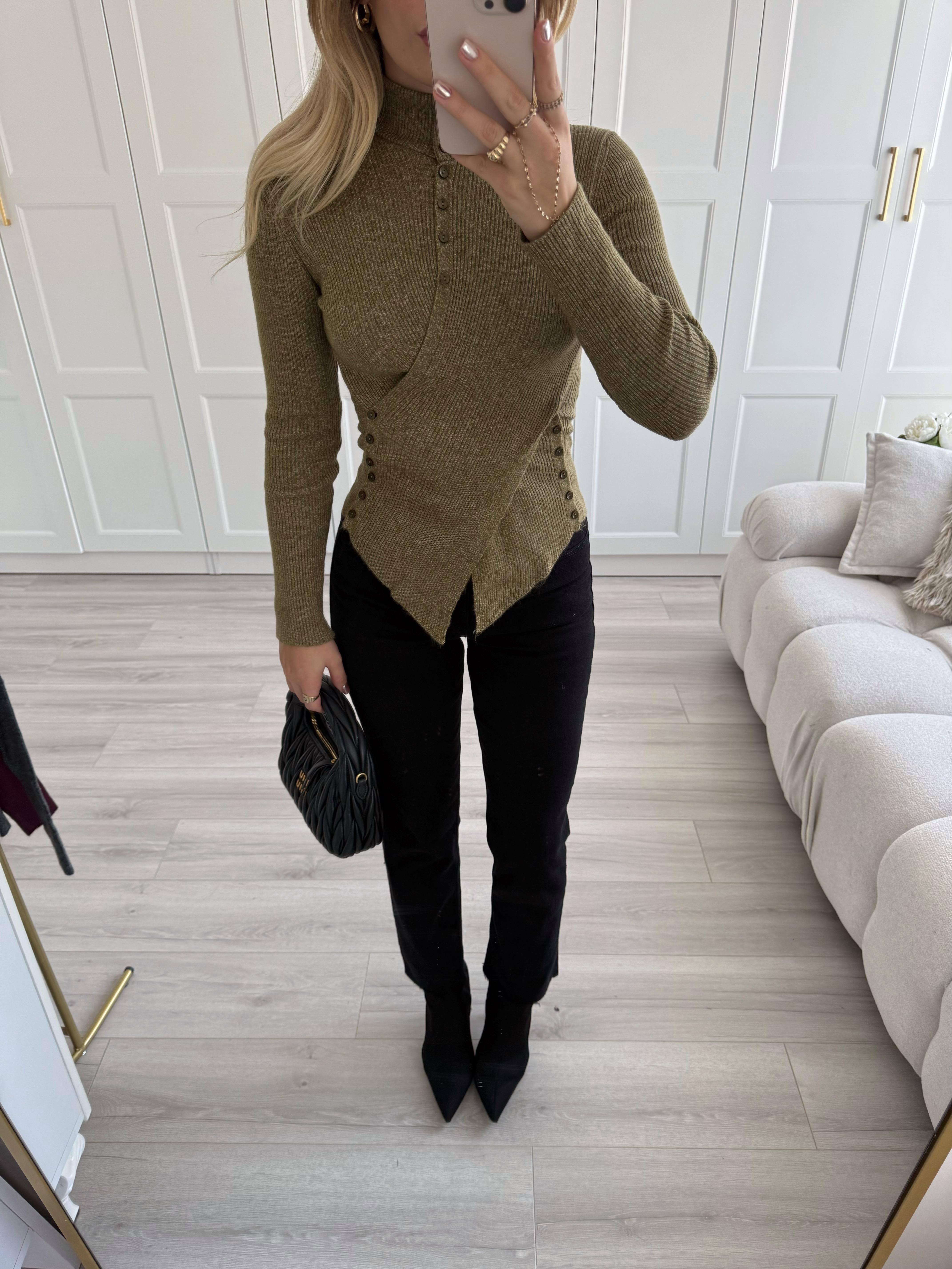 Haki Düğmeli Anvelop Triko-1027