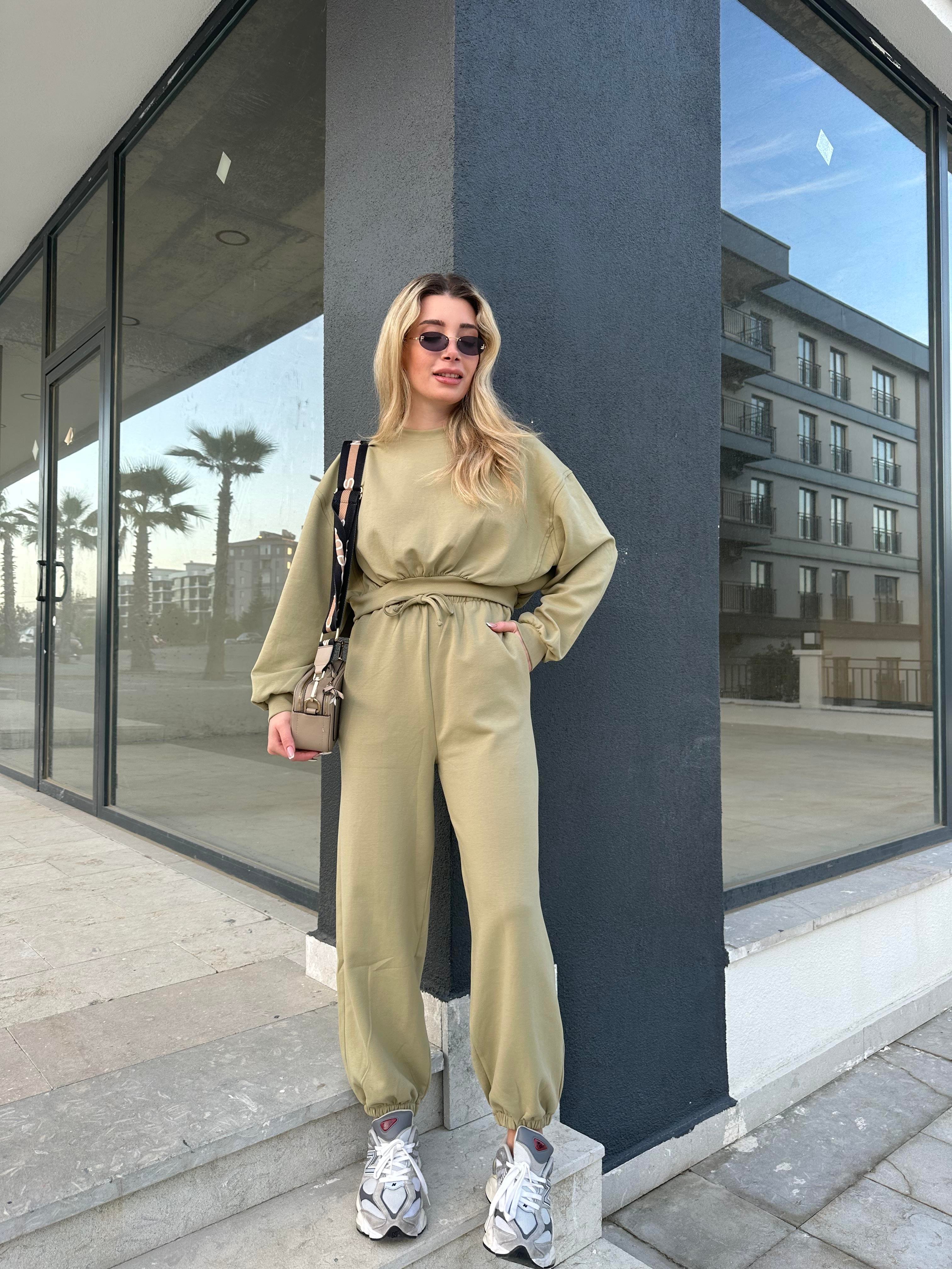 Haki Modal Kumaş İkili Sweat Takım