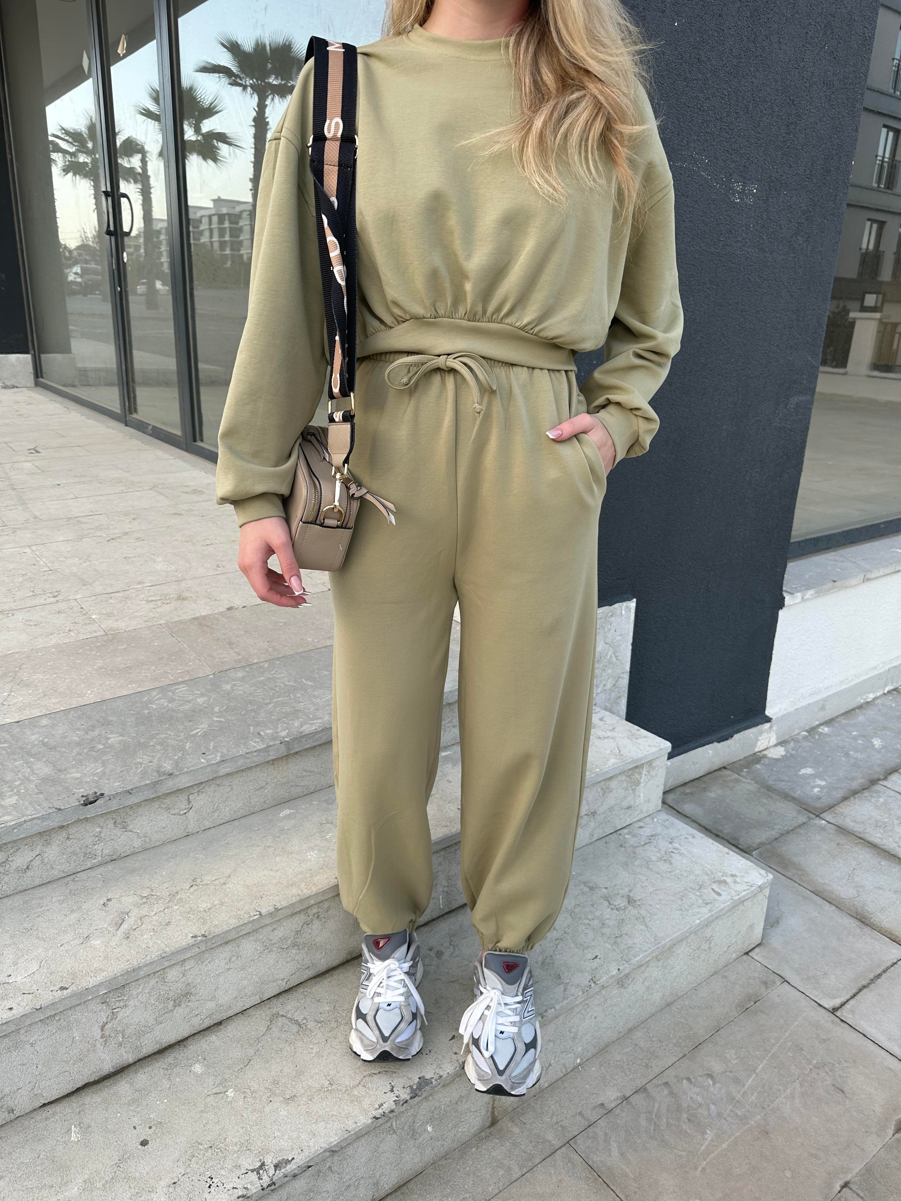Haki Modal Kumaş İkili Sweat Takım