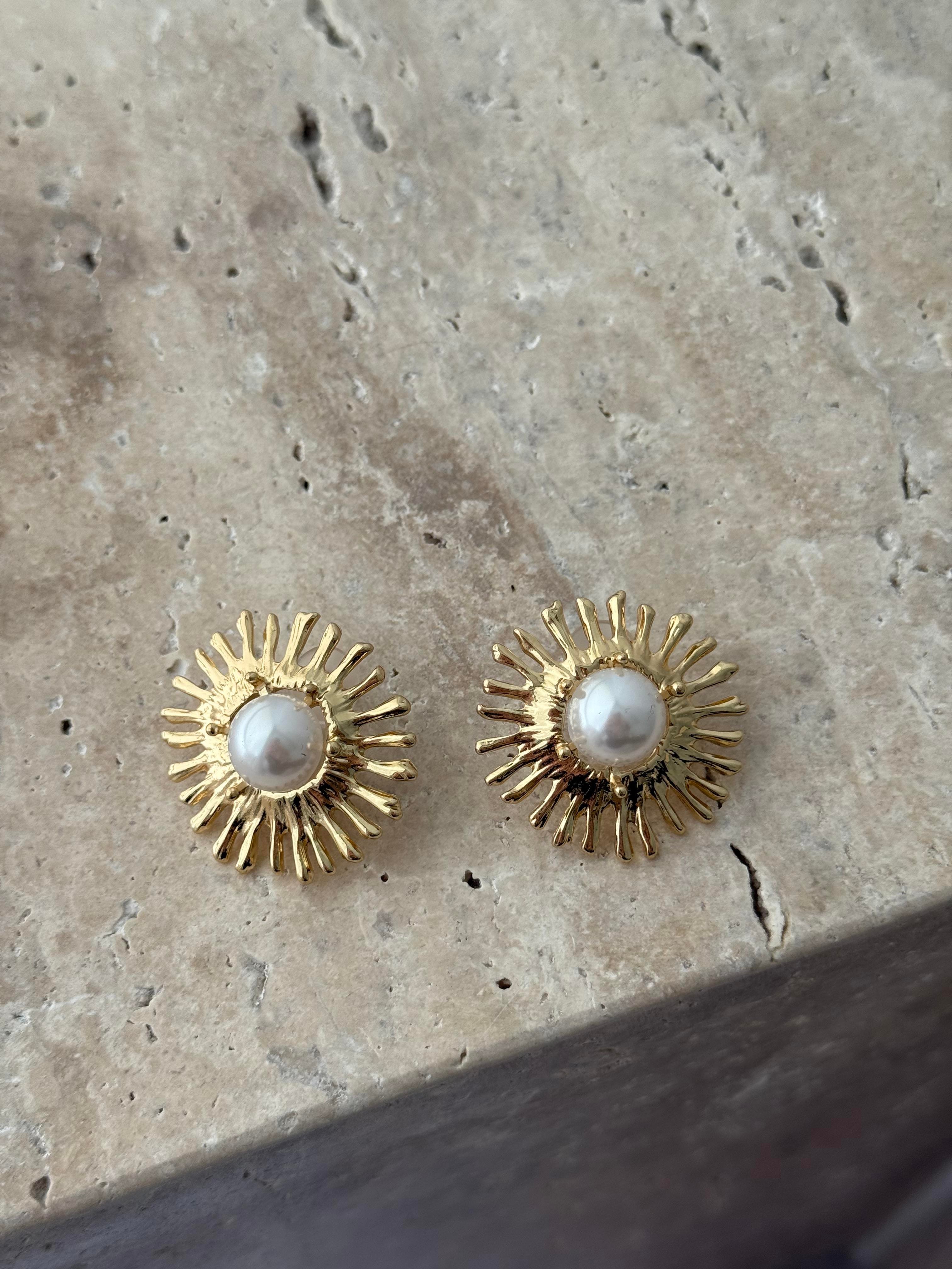 İncili Shine Çelik Küpe